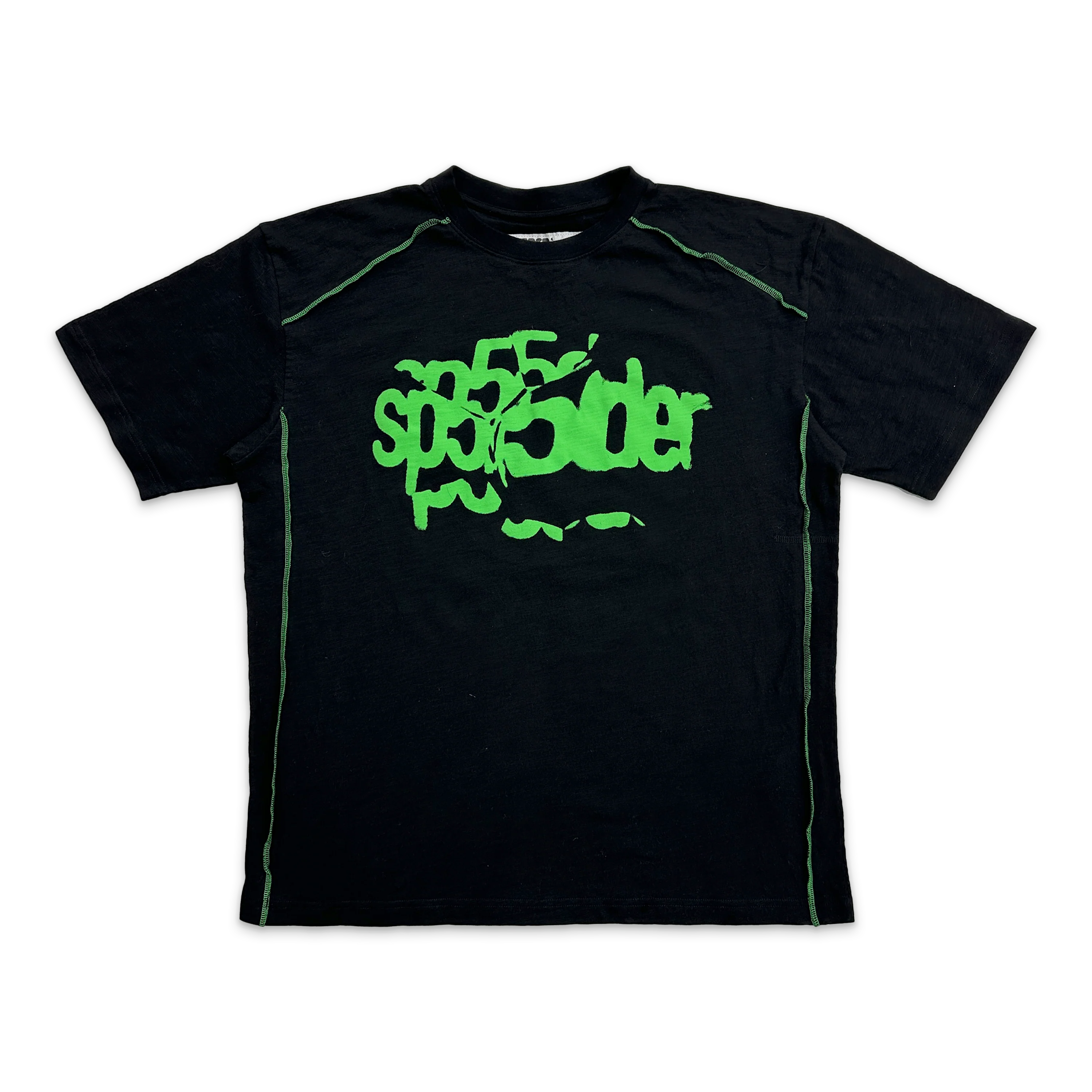 Contrast Stitch Slub Tee "Black/Green"