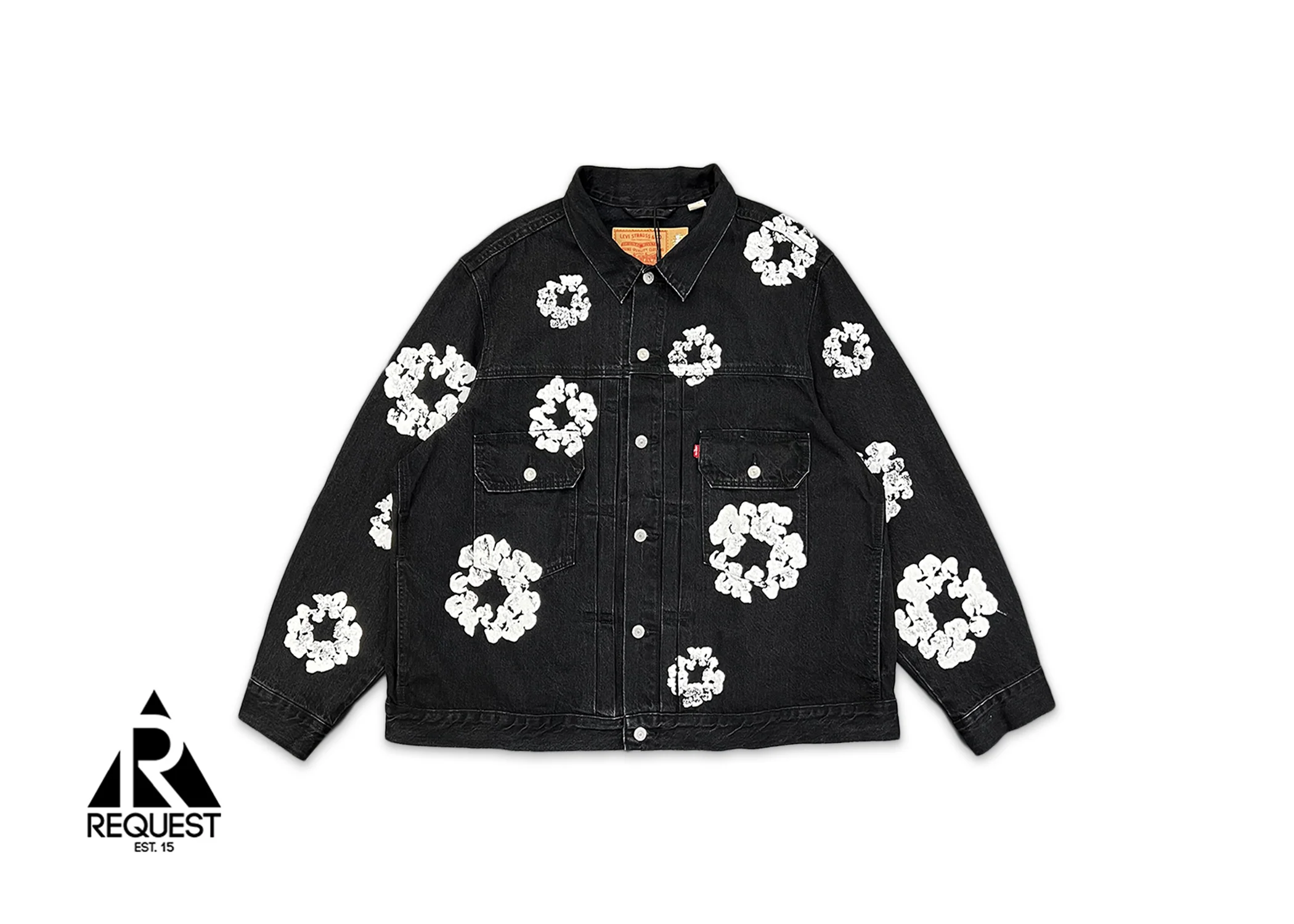 Cotton Wreath Denim Jacket "Black"