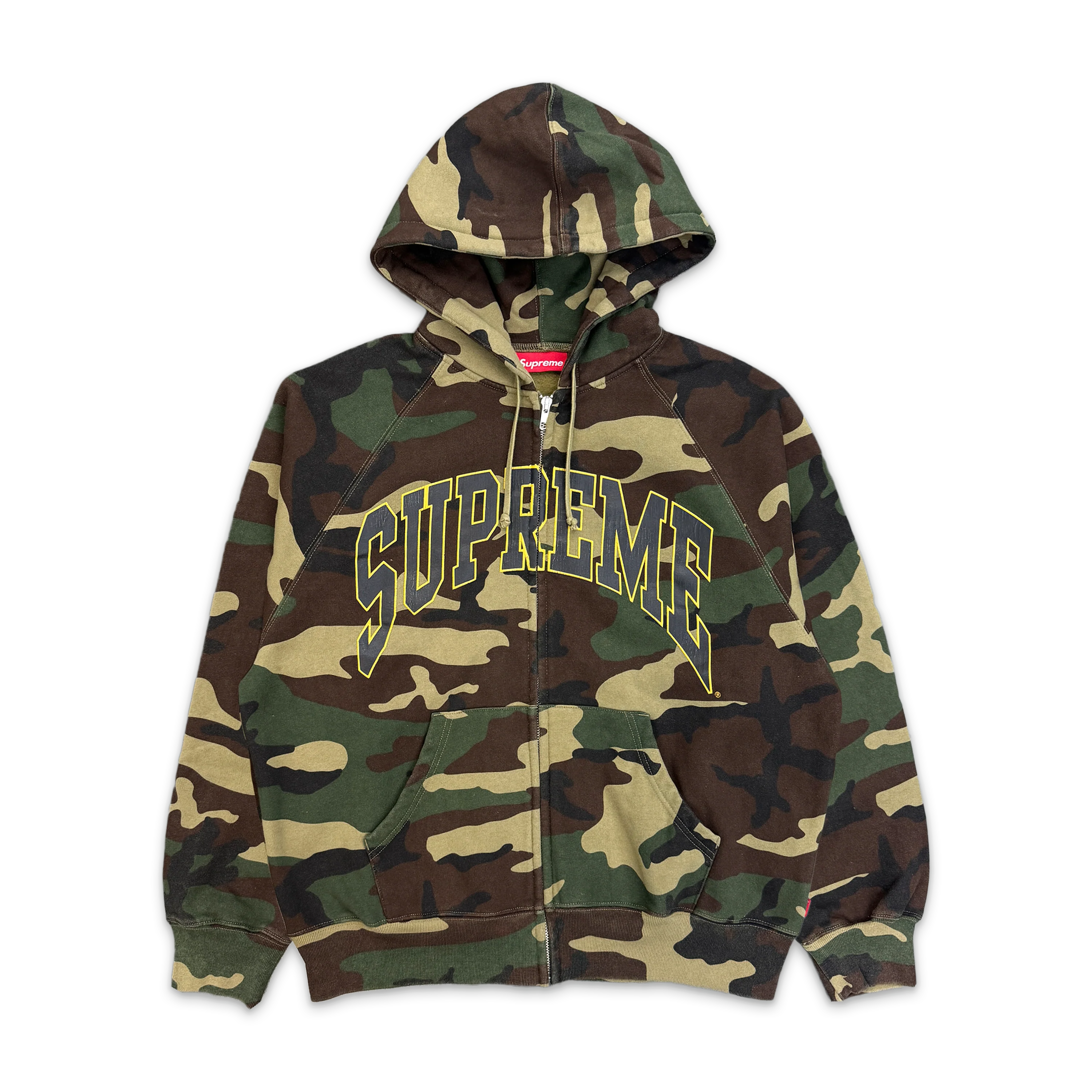 Cracked Raglan Zip Up Hoodie "Woodland Camo" (SS26)