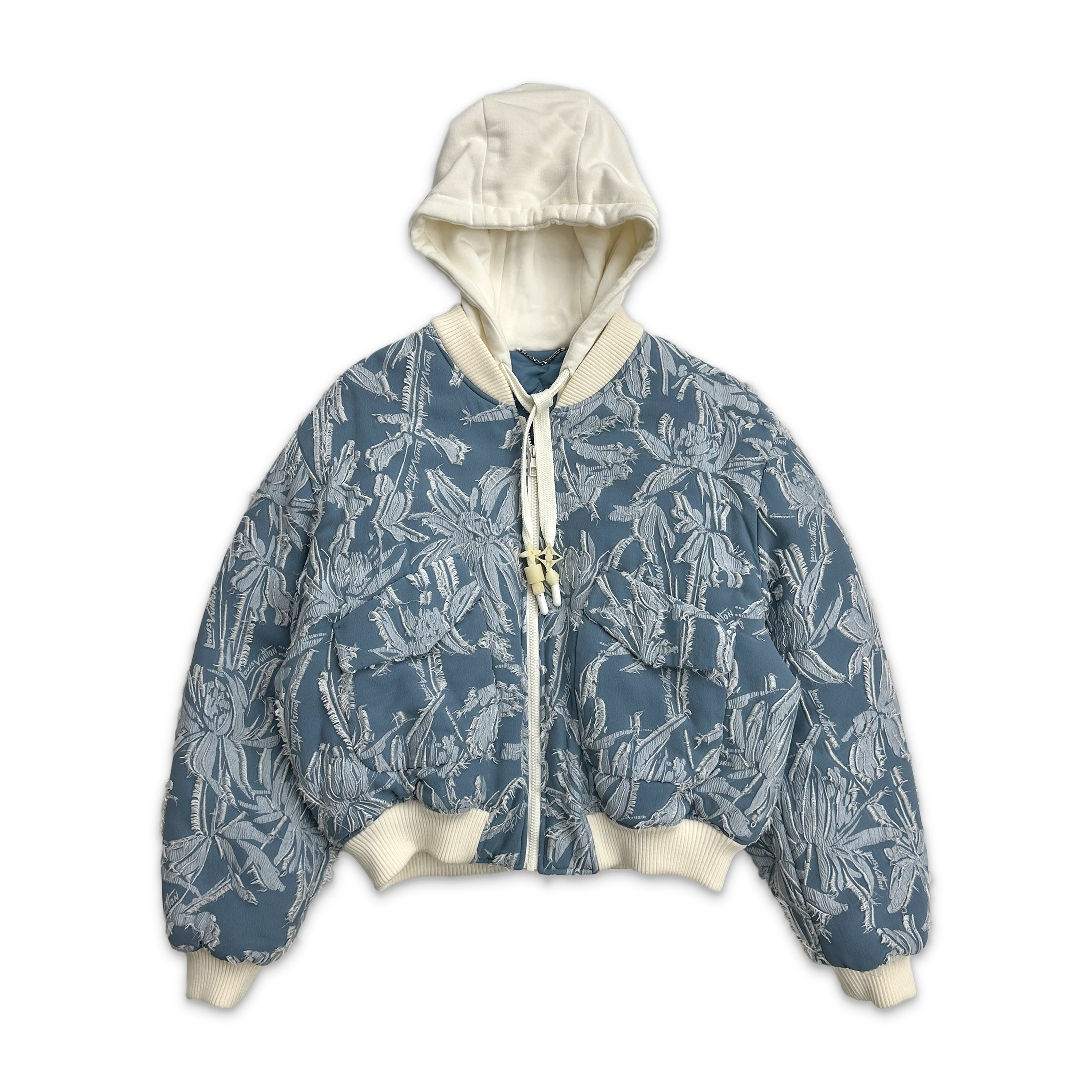 Cropped Hooded Bomber Jacket "Sky Blue"
