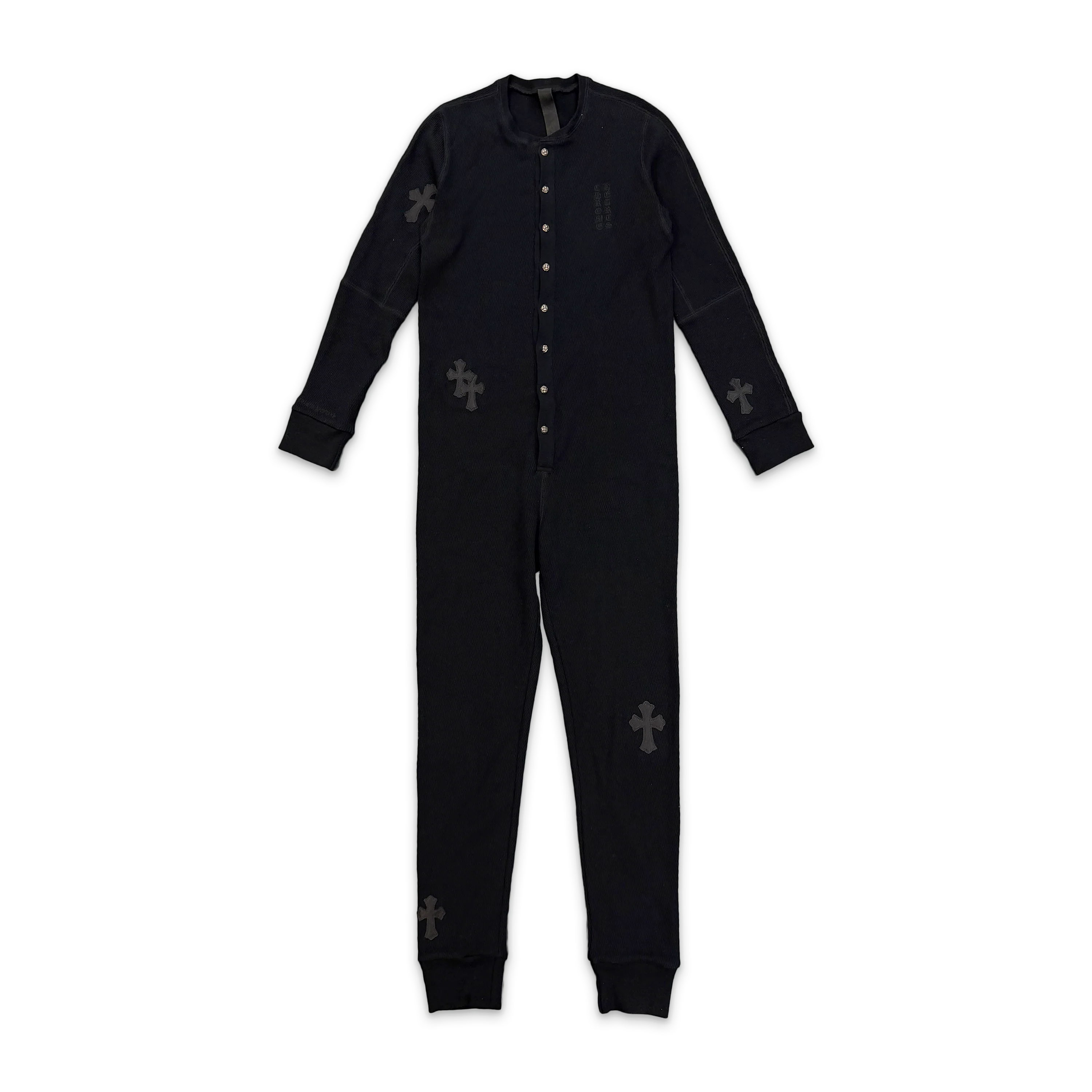 Cross Patch Button Down Onesie "Black"