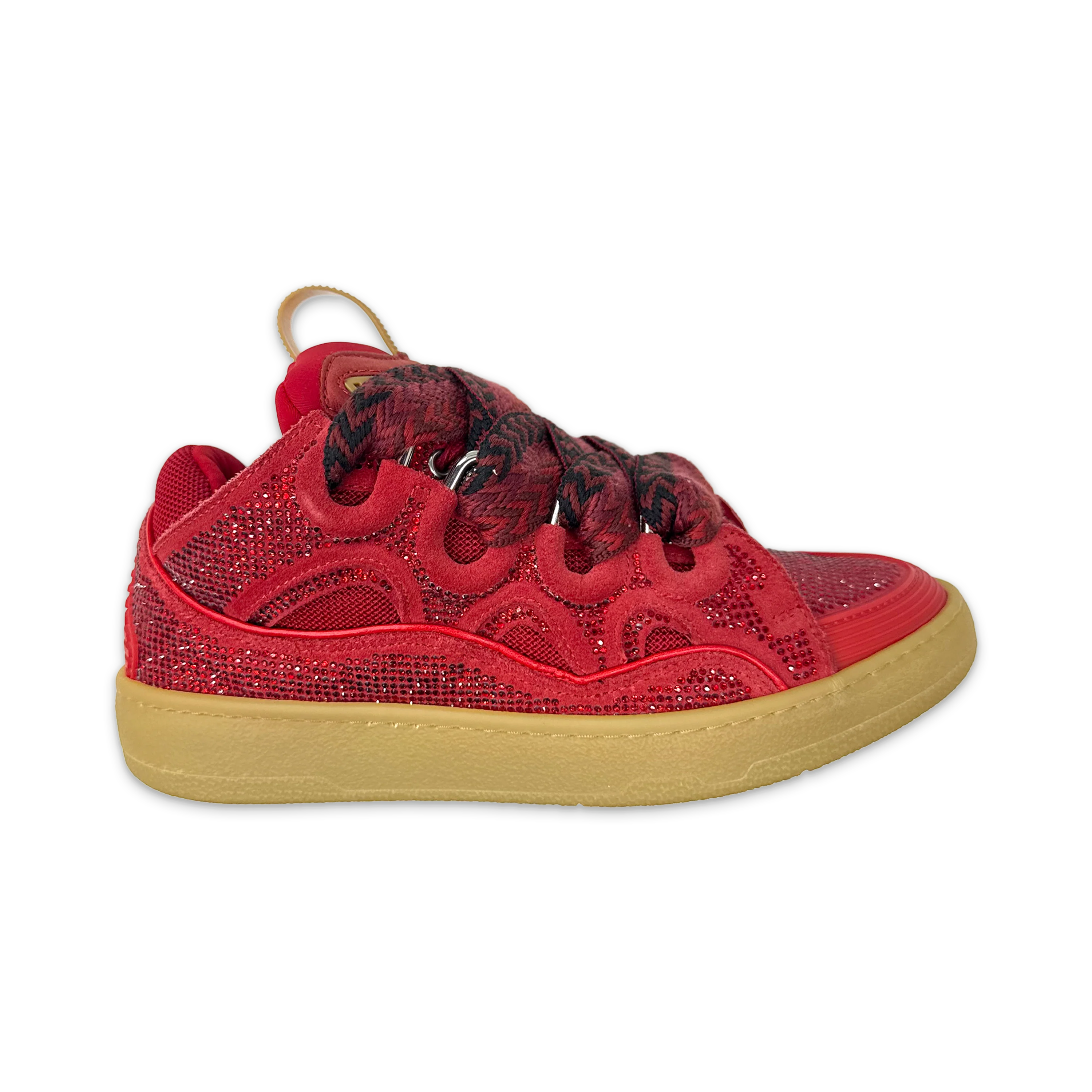 Curb Crystal Rhinestone Sneaker "Red"