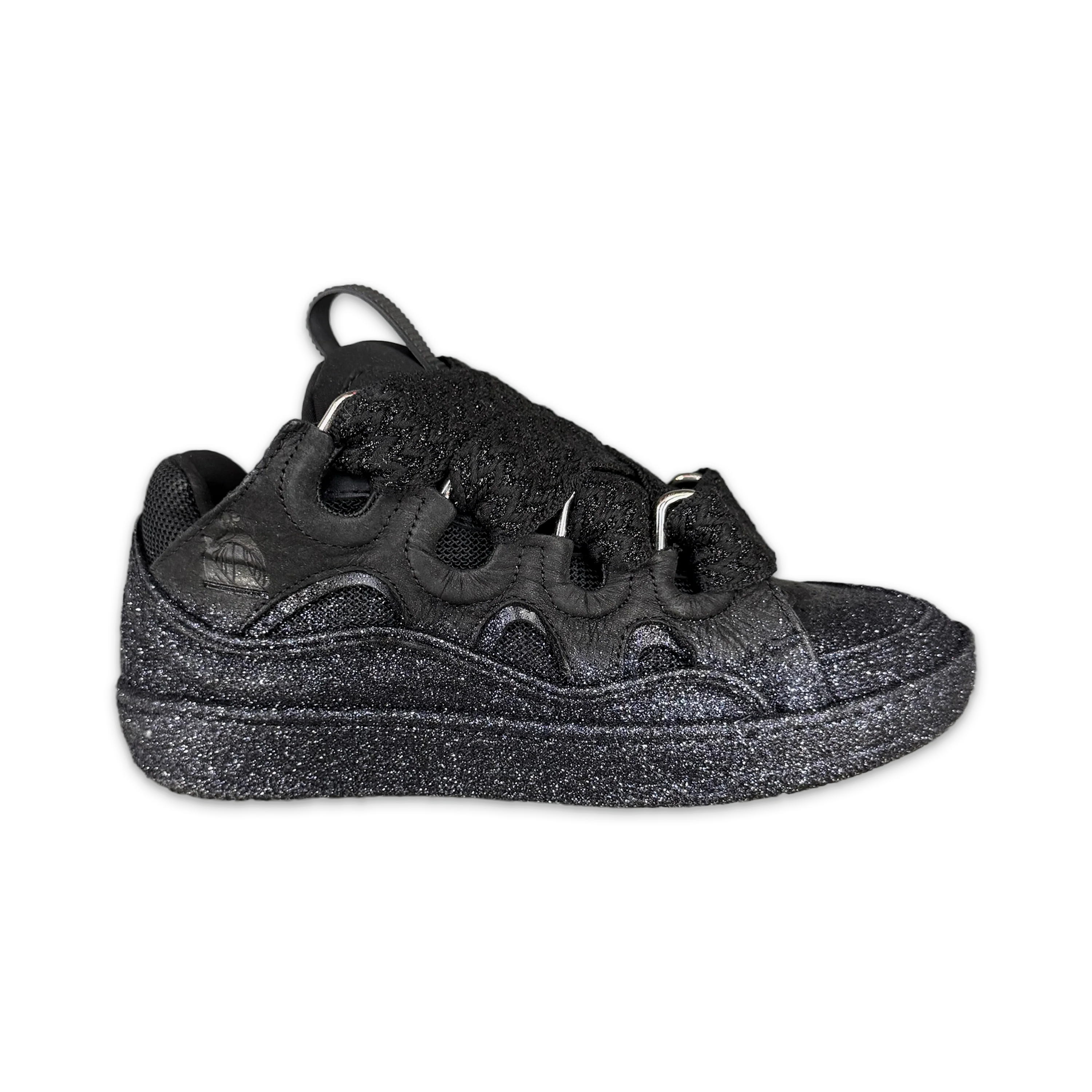 Curb Leather Sneaker "Black Glitter"