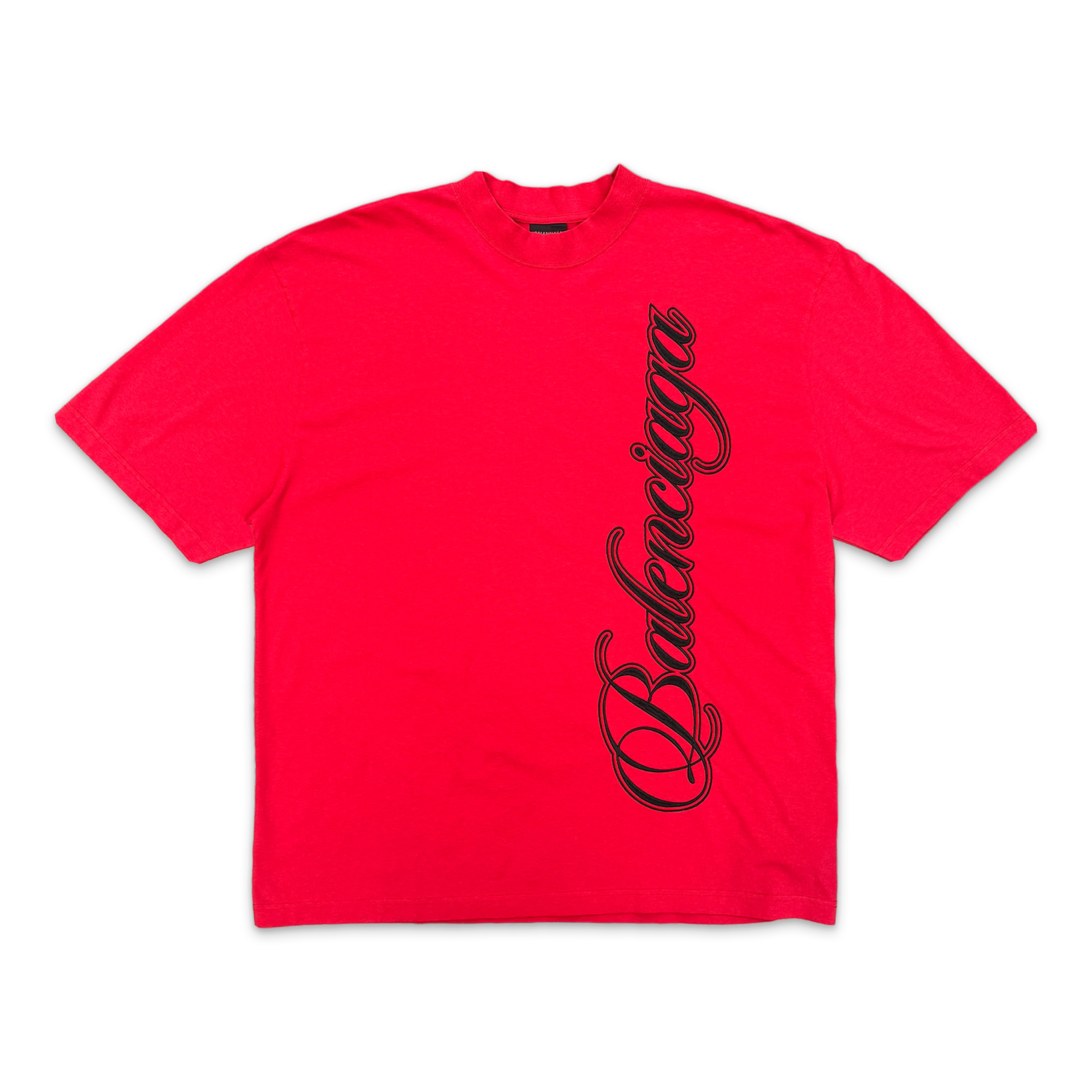 Cursive Logo Medium Fit Tee "Red Black"