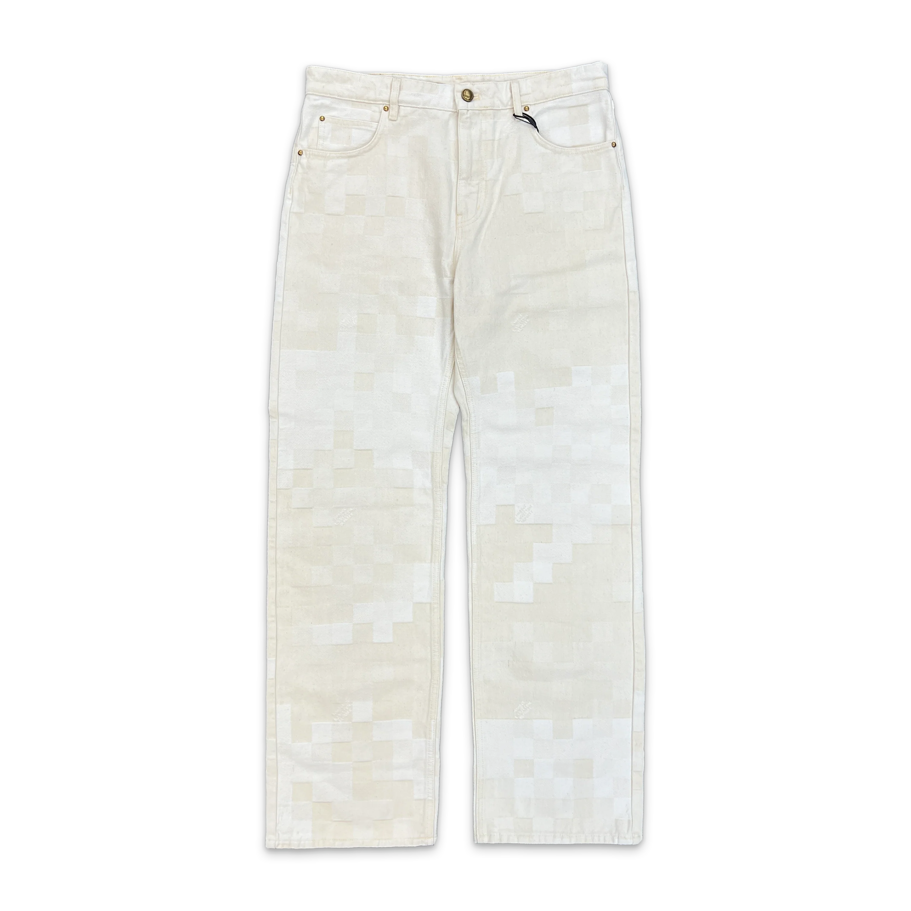 Damier Damoflage Jacquard Denim Skate Pants "White Cream"