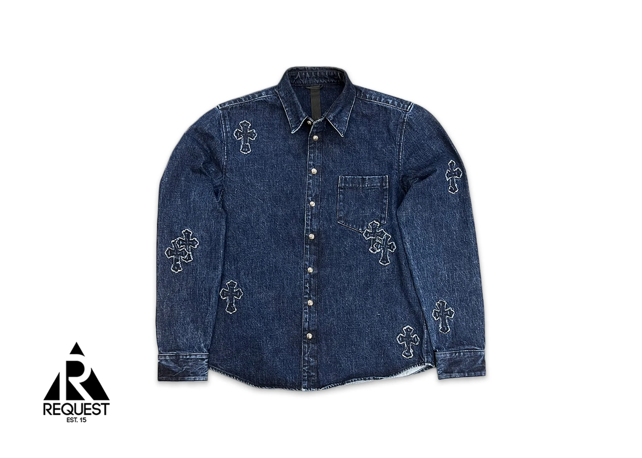 Denim Button Up Jacket "Denim Crosses"