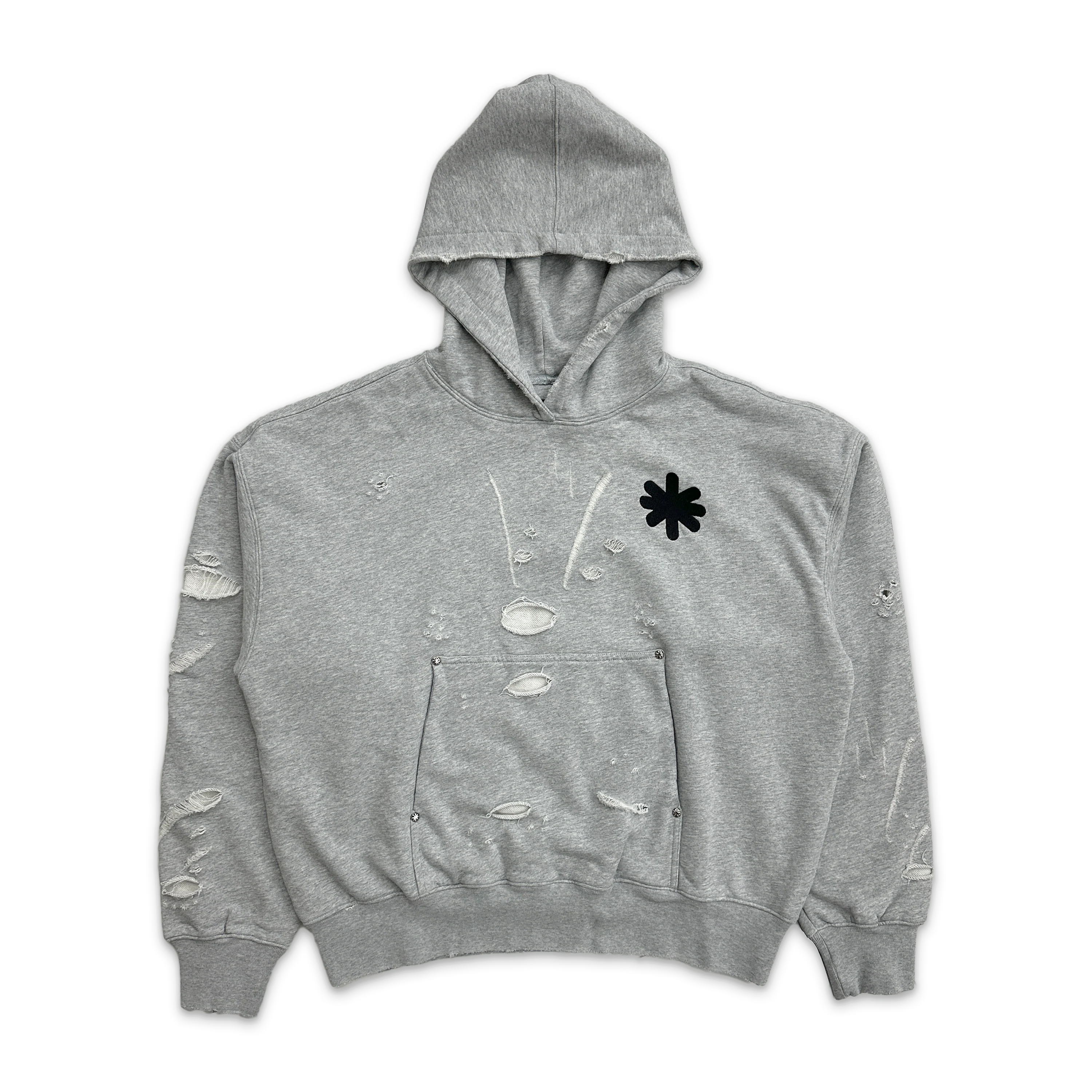 Distressed Classic Logo Hoodie "Grey"