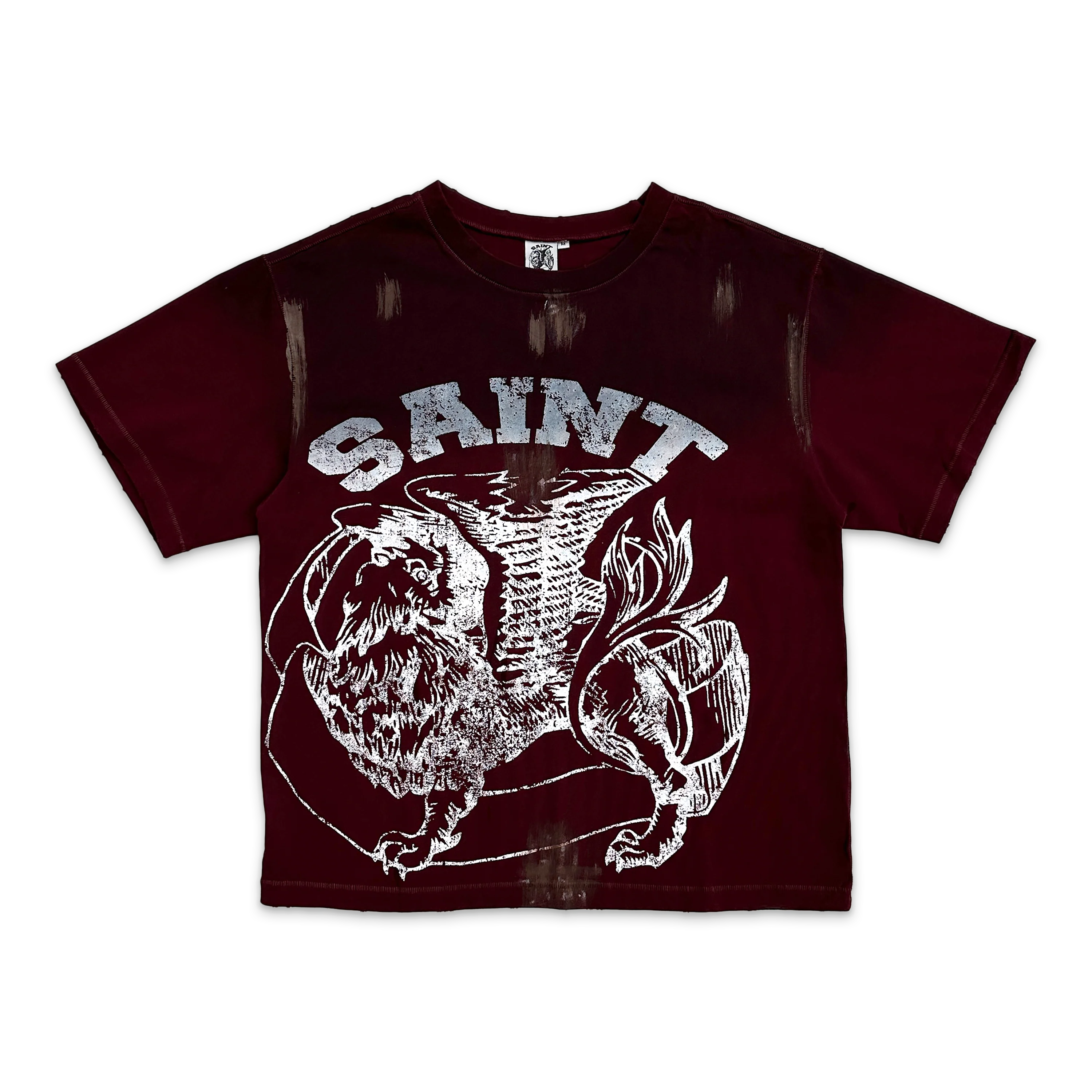 Distressed Griffin Tee "Maroon"