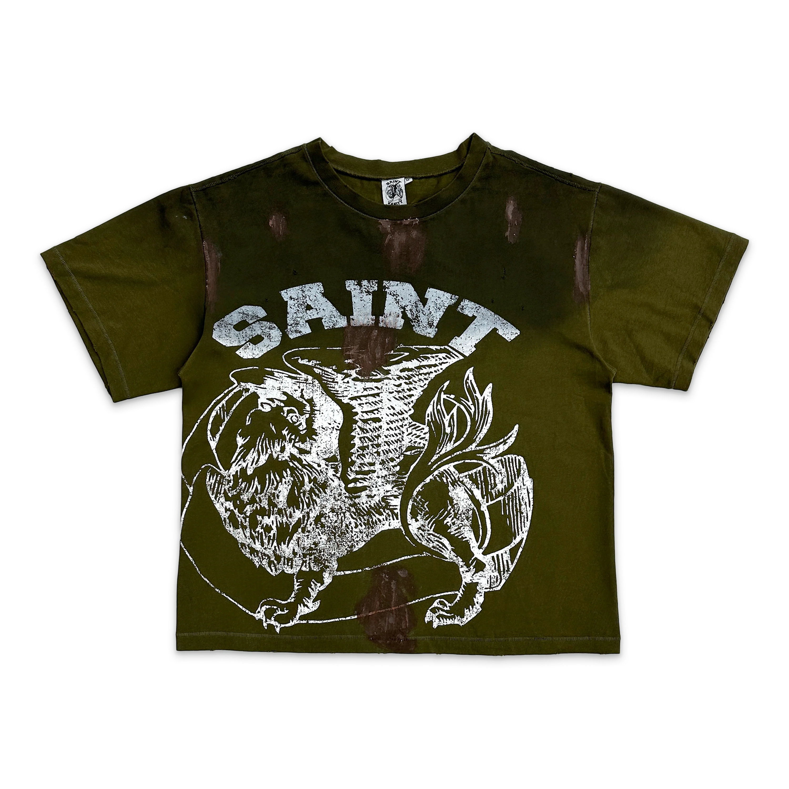 Distressed Griffin Tee "Olive"