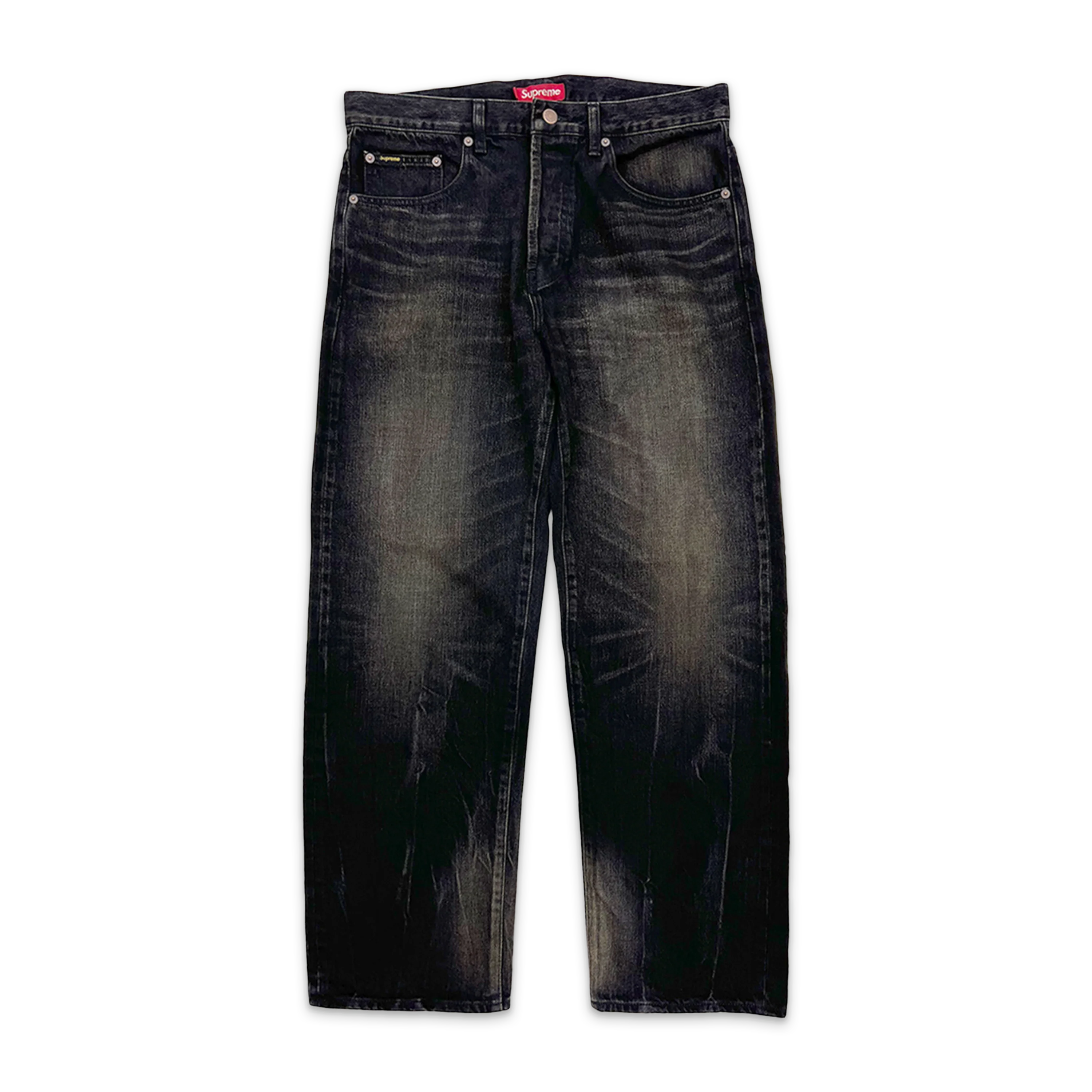 Distressed Selvedge Loose Fit Jean "Washed Black"