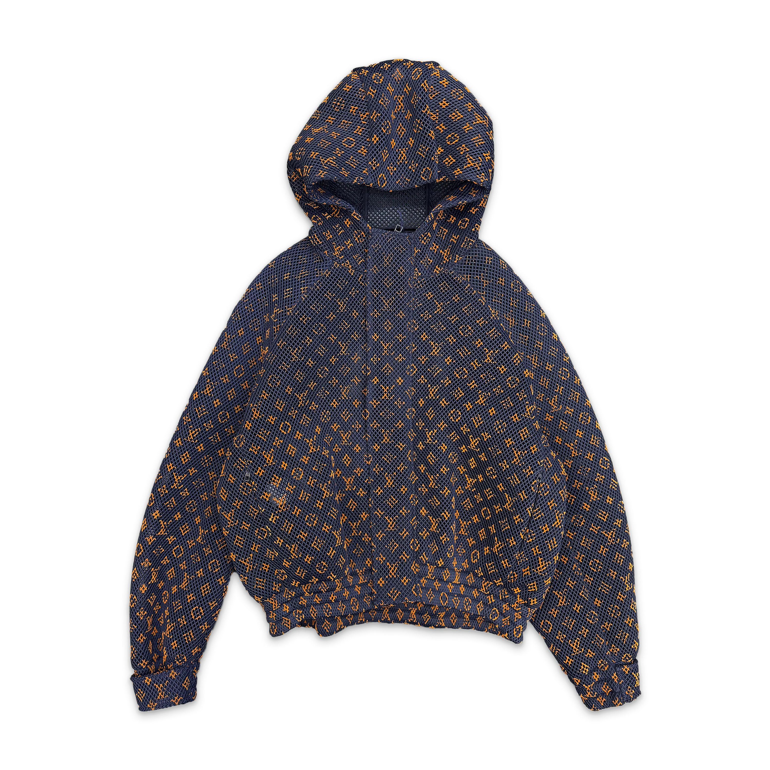 Double Mesh Monogram Zip Up Jacket "Navy Orange"