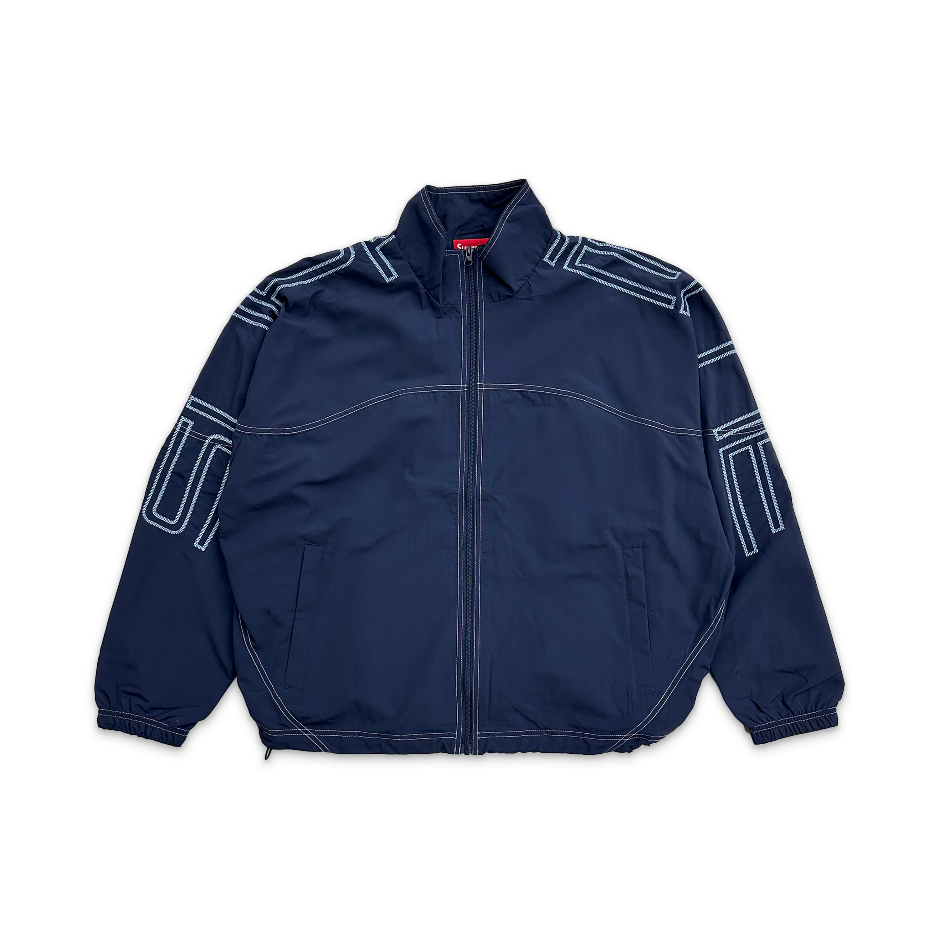 Embroidered Spellout Track Jacket "Navy"