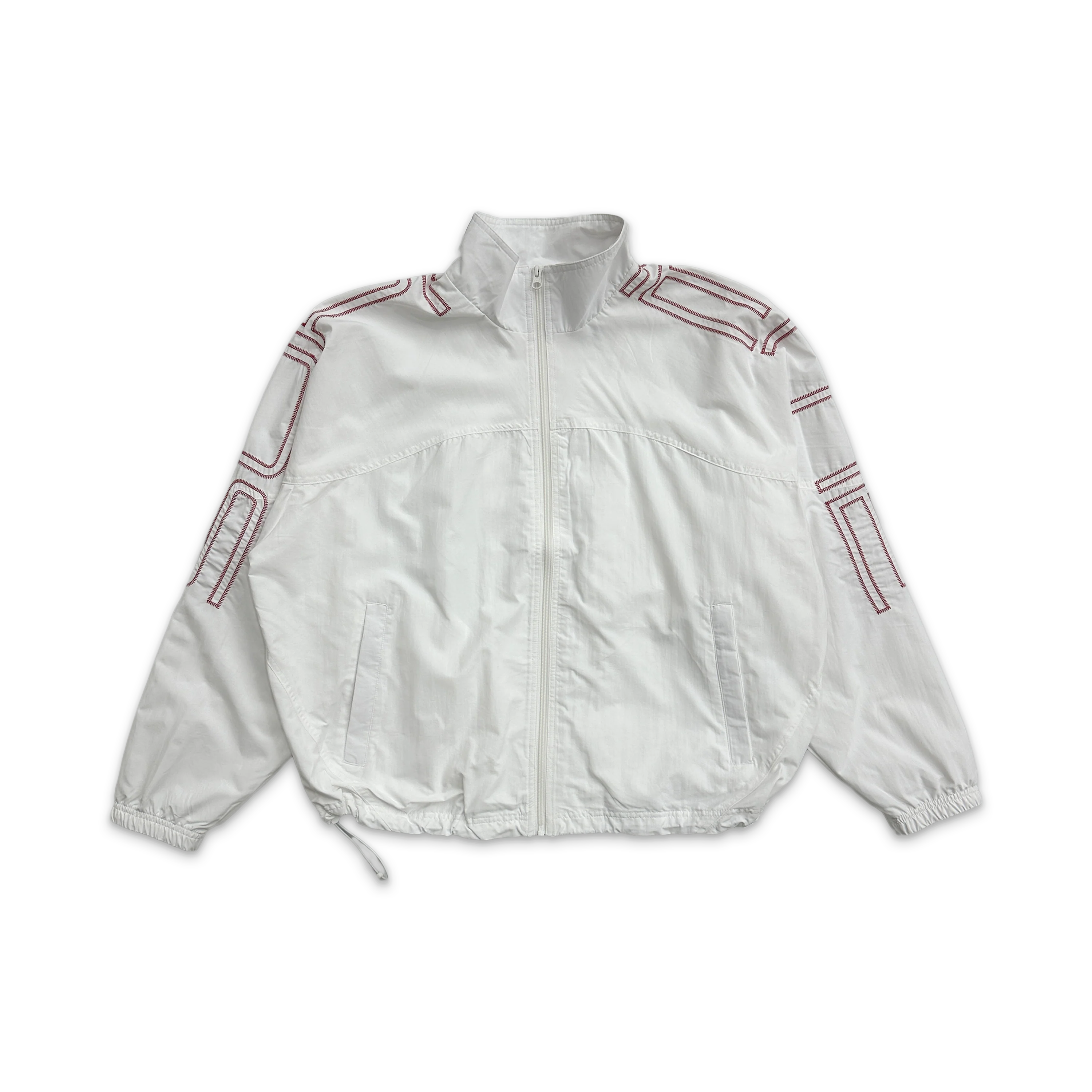 Embroidered Spellout Track Jacket "White"