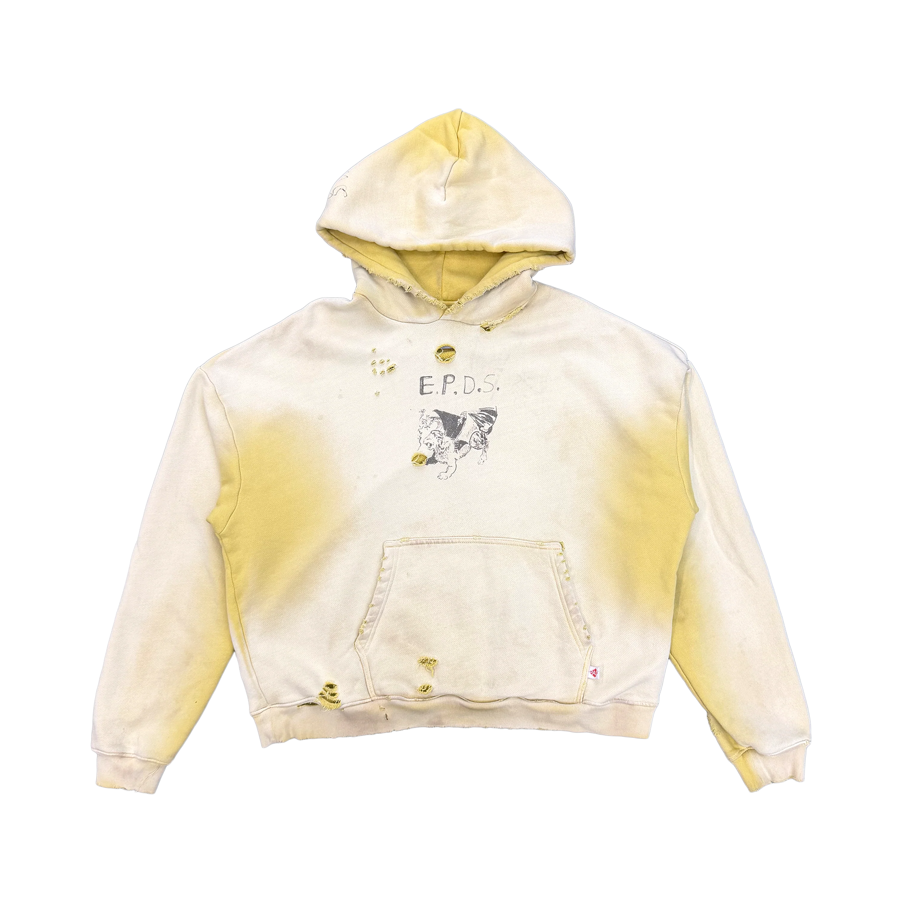 EPDS Distressed Hoodie "Faded Yellow"