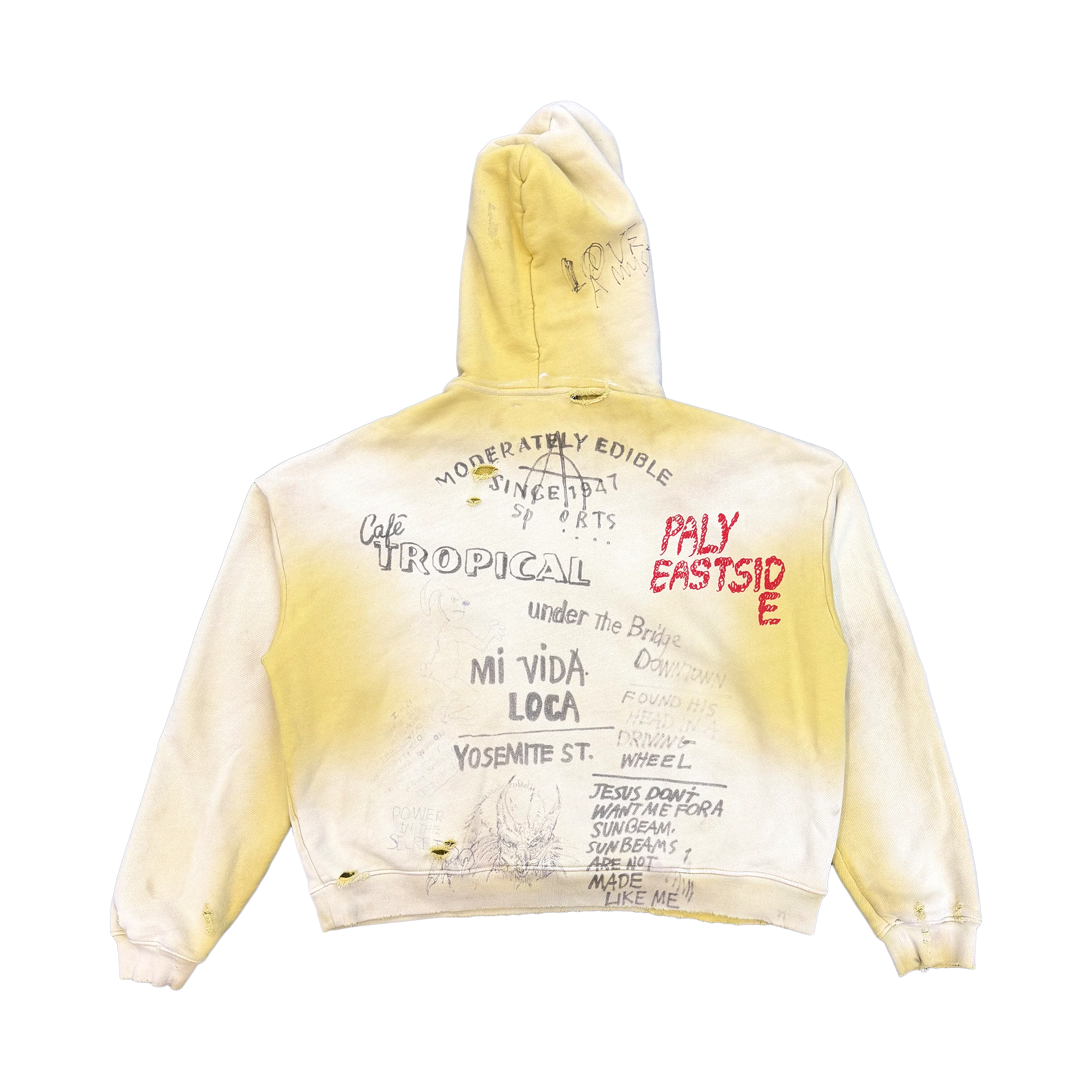 EPDS Distressed Hoodie "Faded Yellow" - Image 2