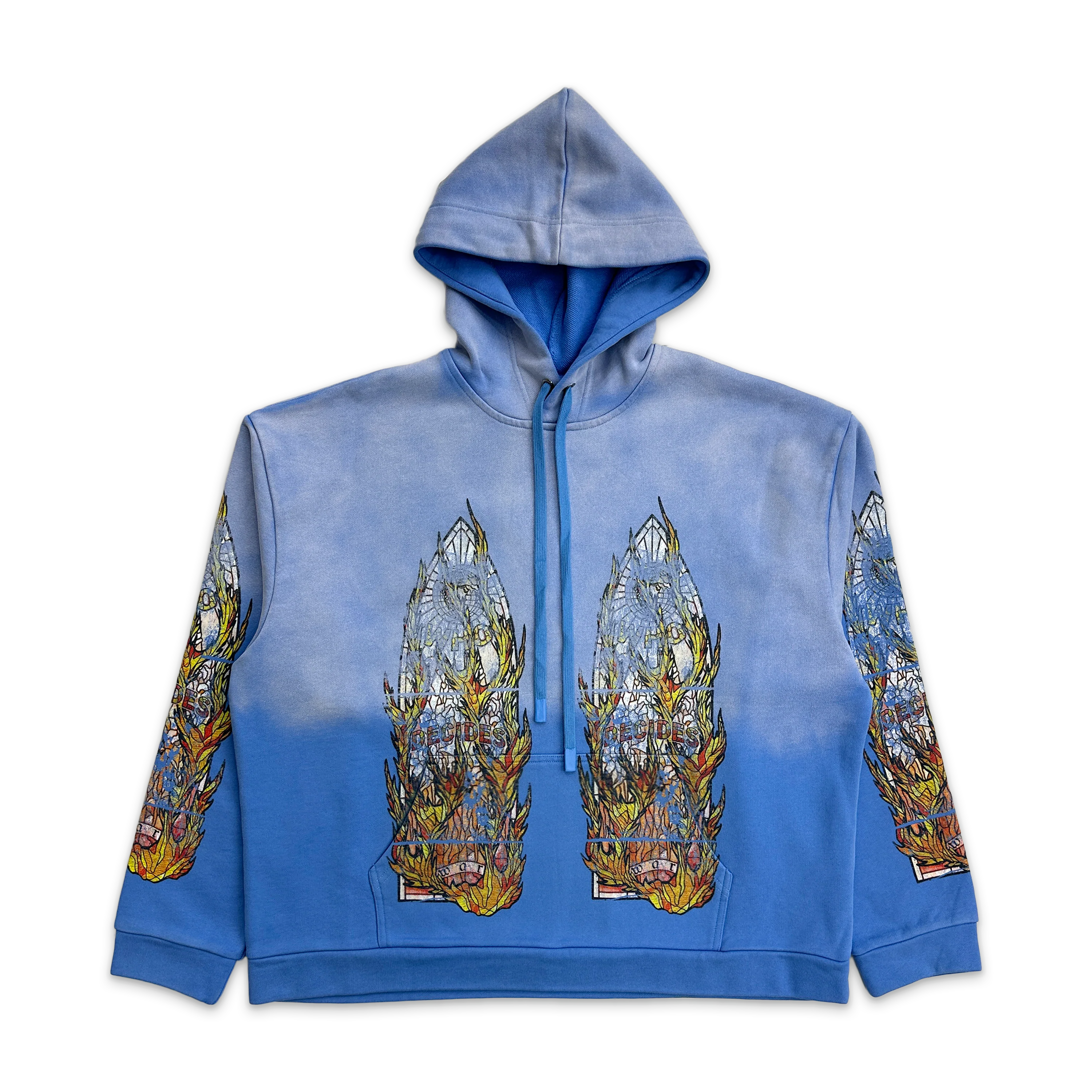 Faded Flame Glass Hooded Pullover "Sky"