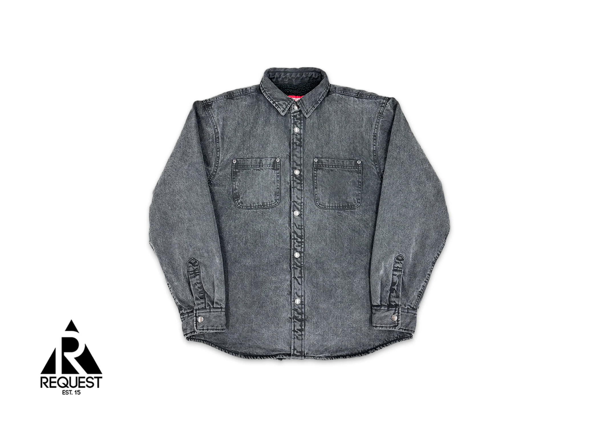 Faux Shearling Lined Work Shirt "Black Denim"