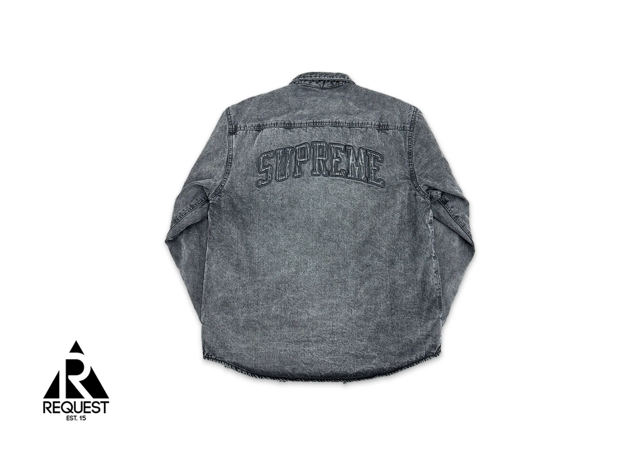 Faux Shearling Lined Work Shirt "Black Denim" - Image 2