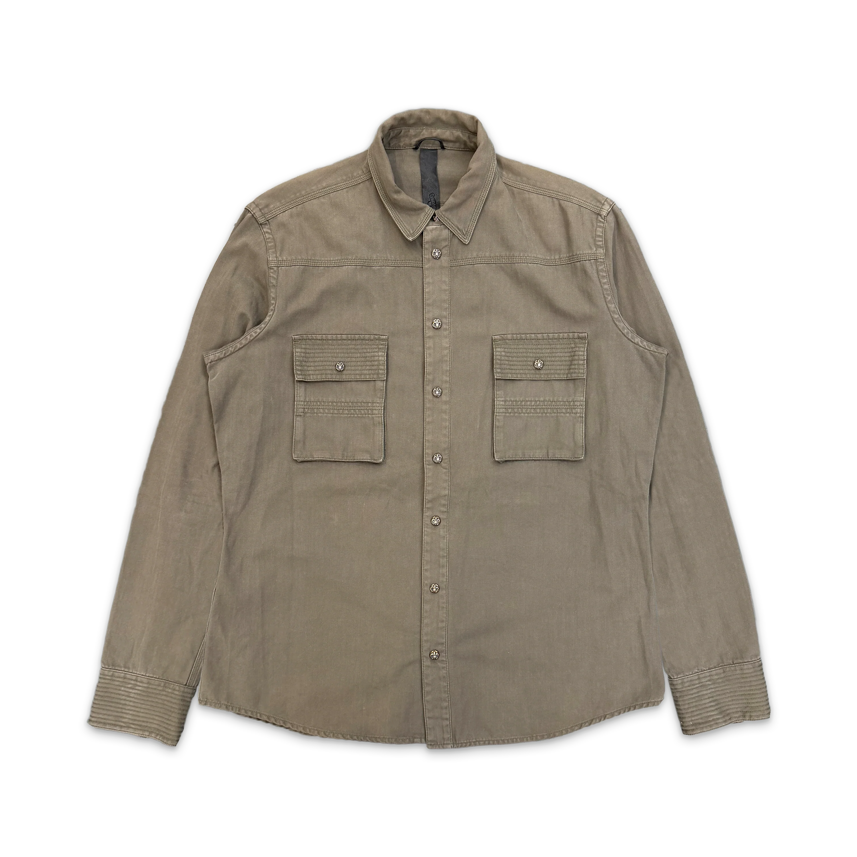 Fleur Patch Military Shirt Jacket "Army Green"