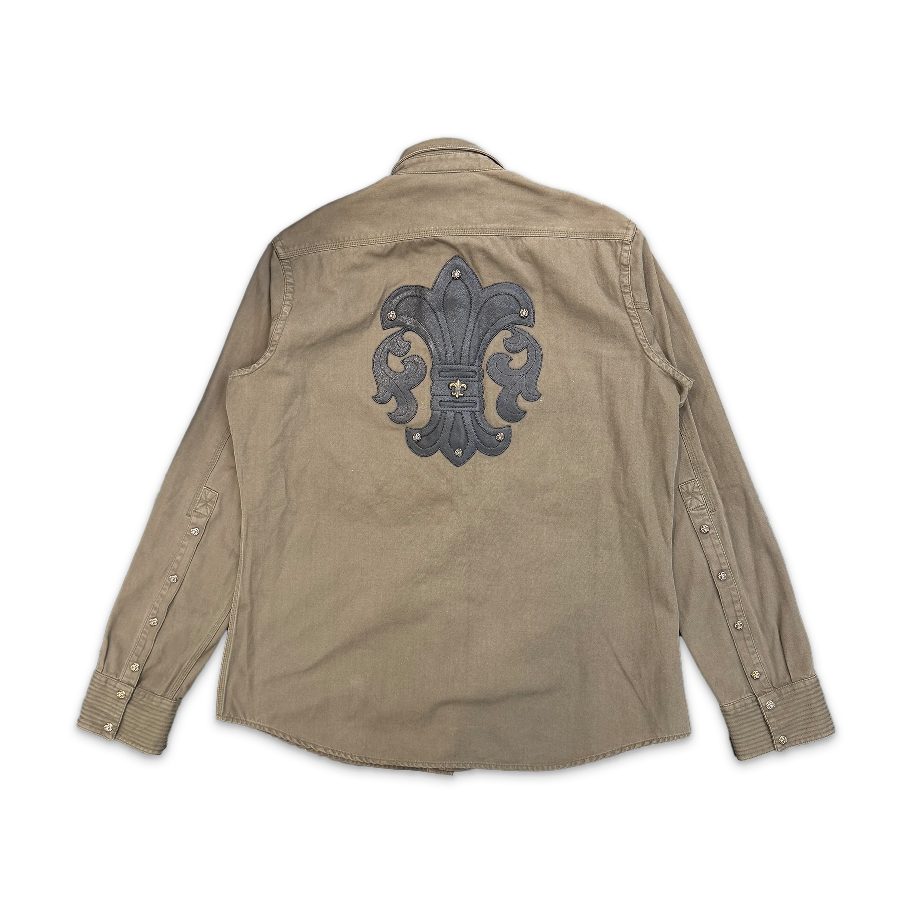 Fleur Patch Military Shirt Jacket "Army Green" - Image 2