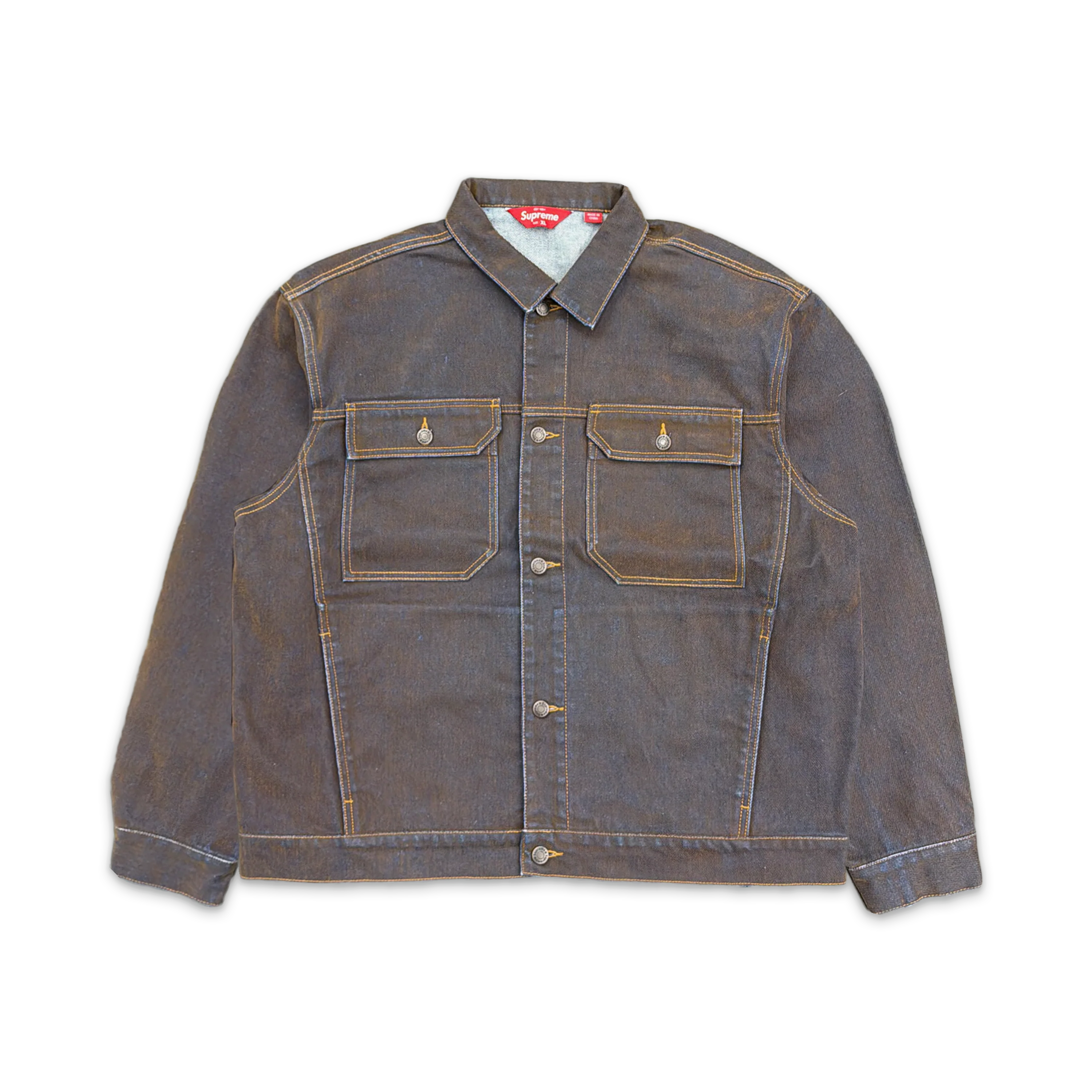 Flocked Denim Trucker Jacket "Gold"