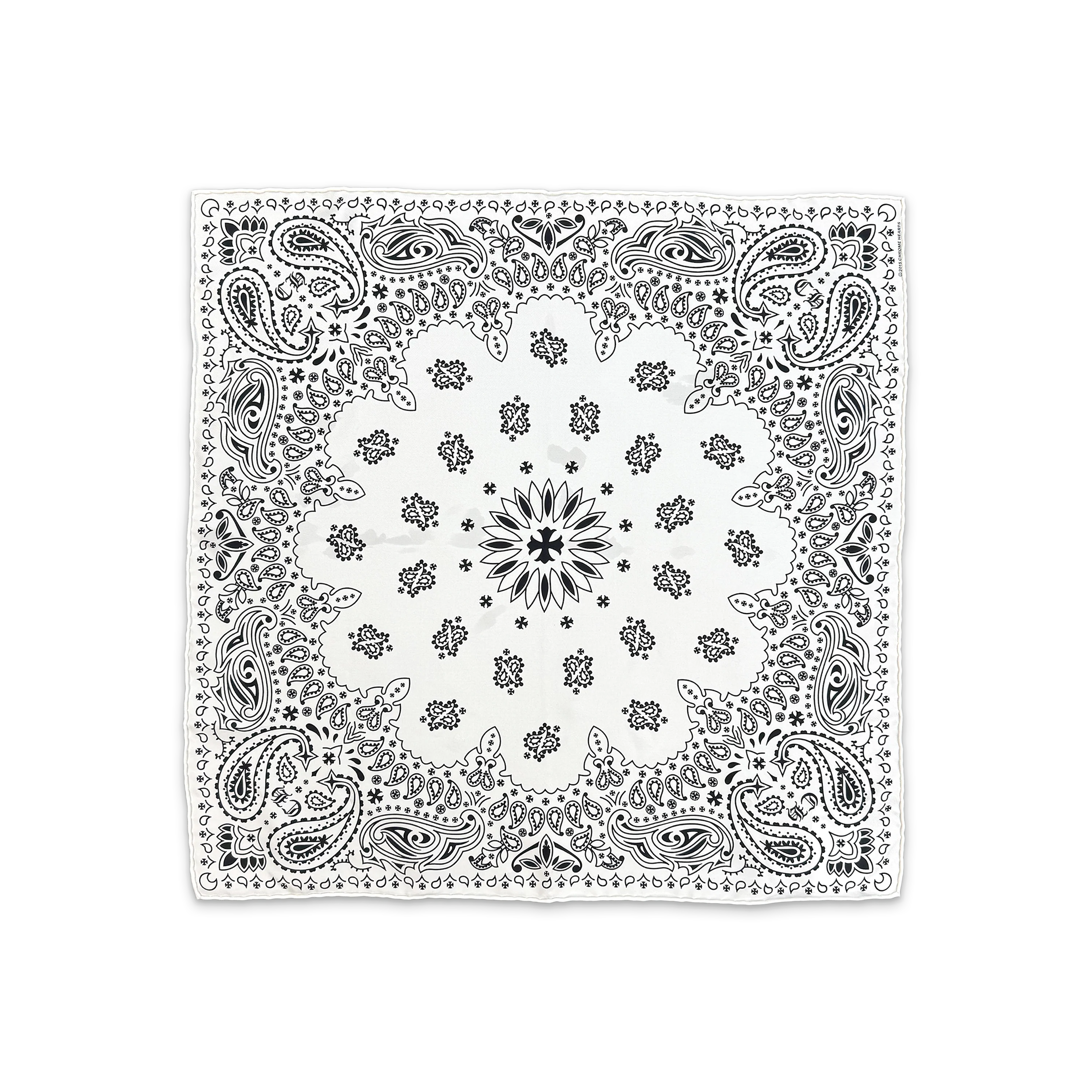 Floral Print Silk Bandana "White"