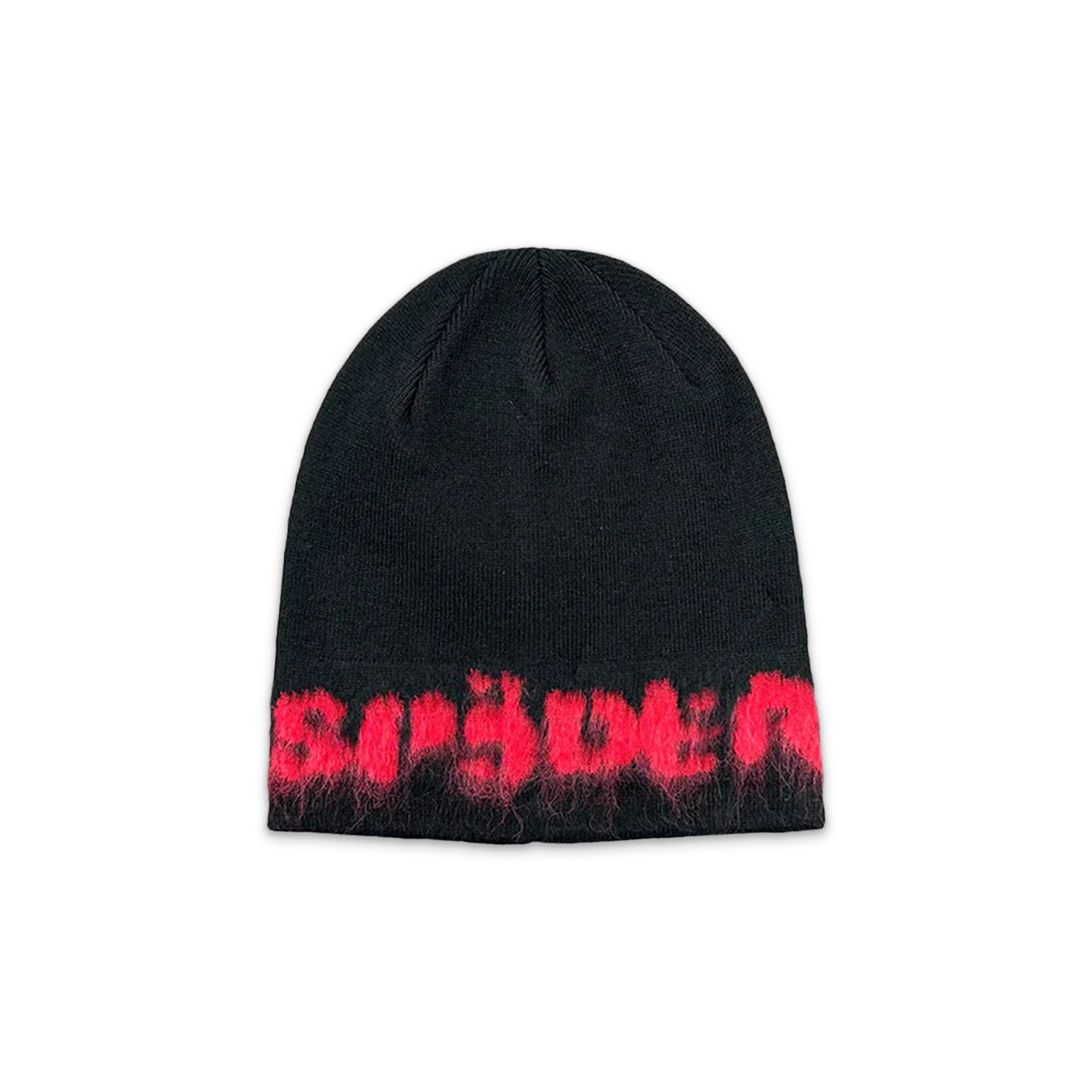 Fuzzy Logo Mohair Beanie "Black/Red"