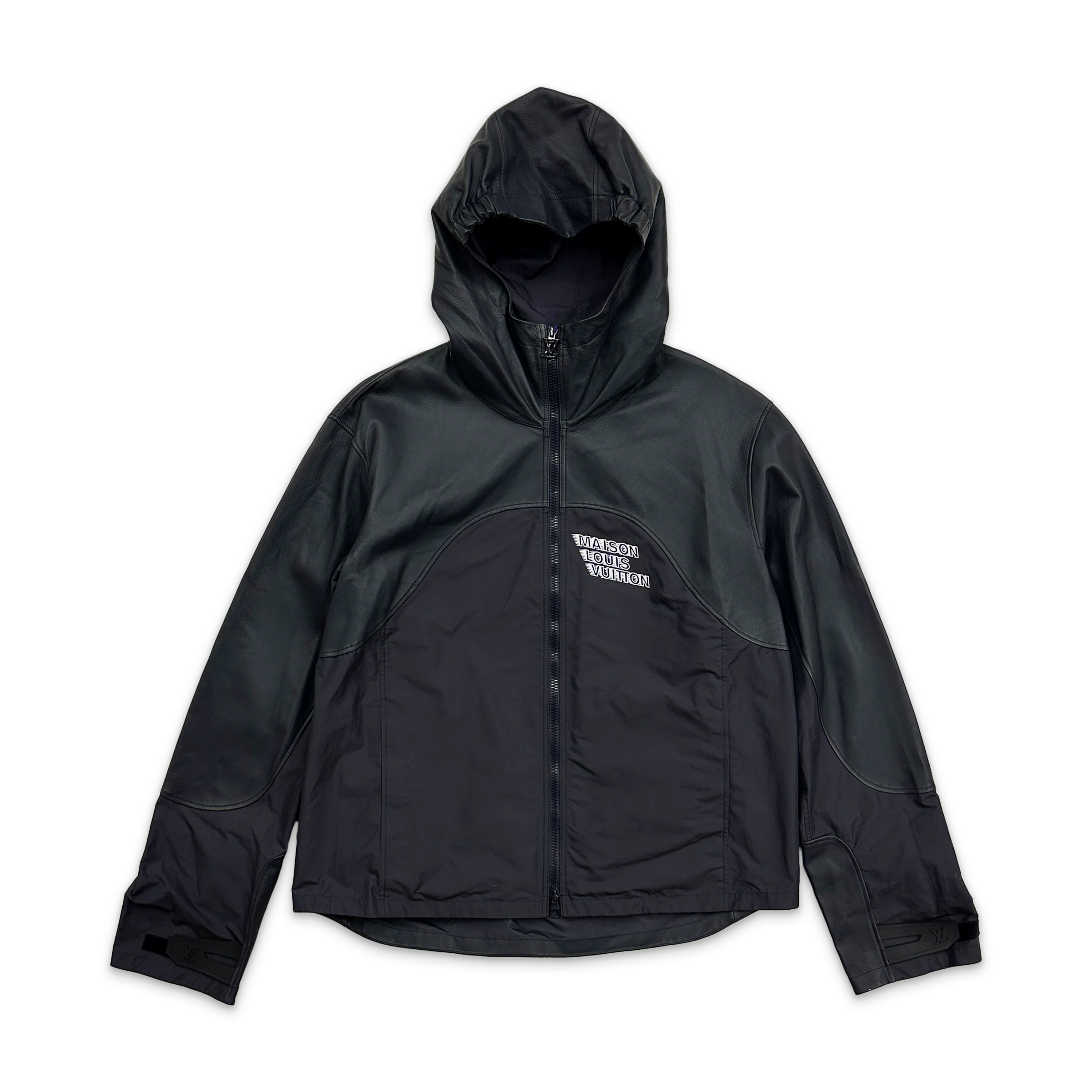 FW21 Calfskin & Nylon Trucker Jacket "Black"