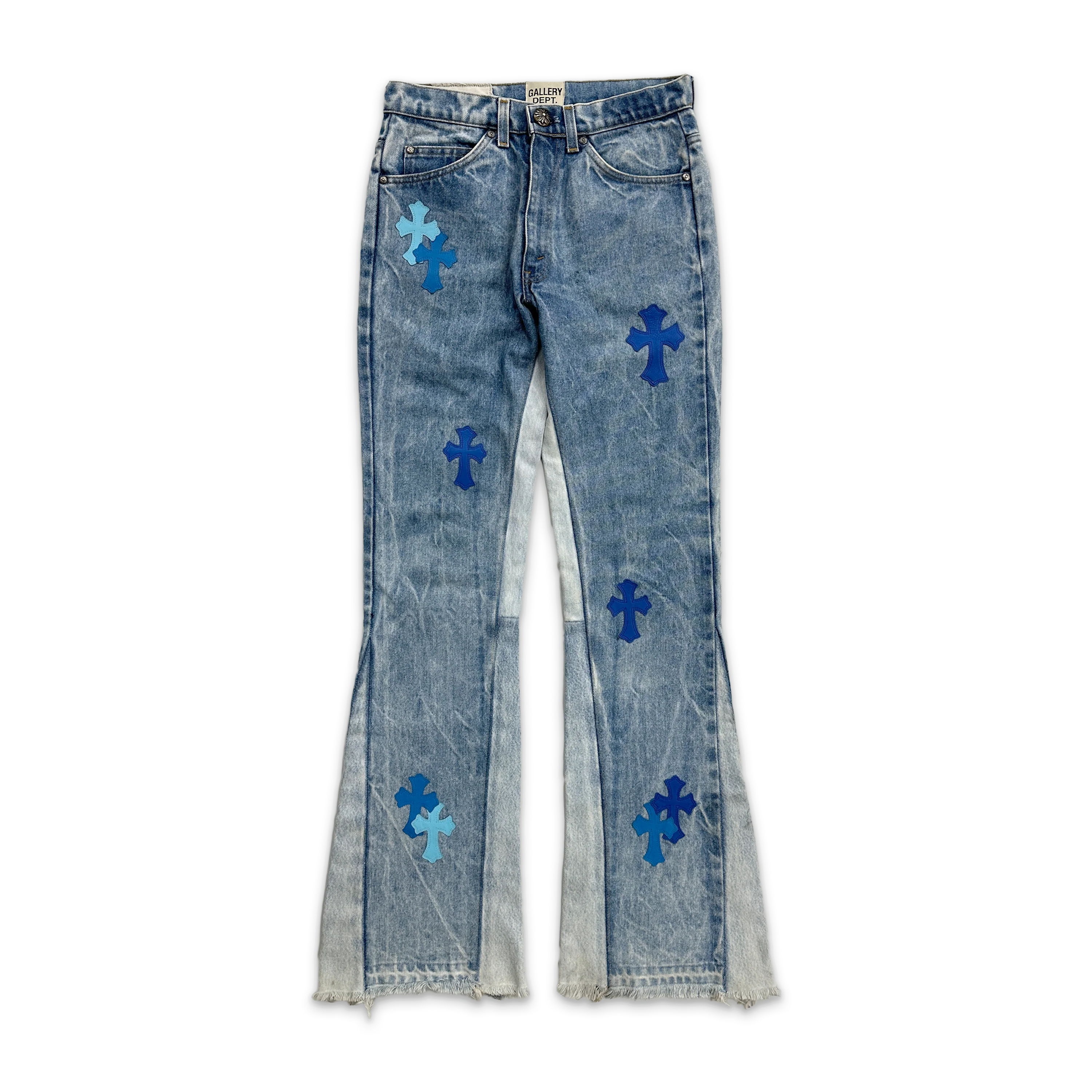 Gallery Dept. Flare Light Wash Denim "Blue Crosses"
