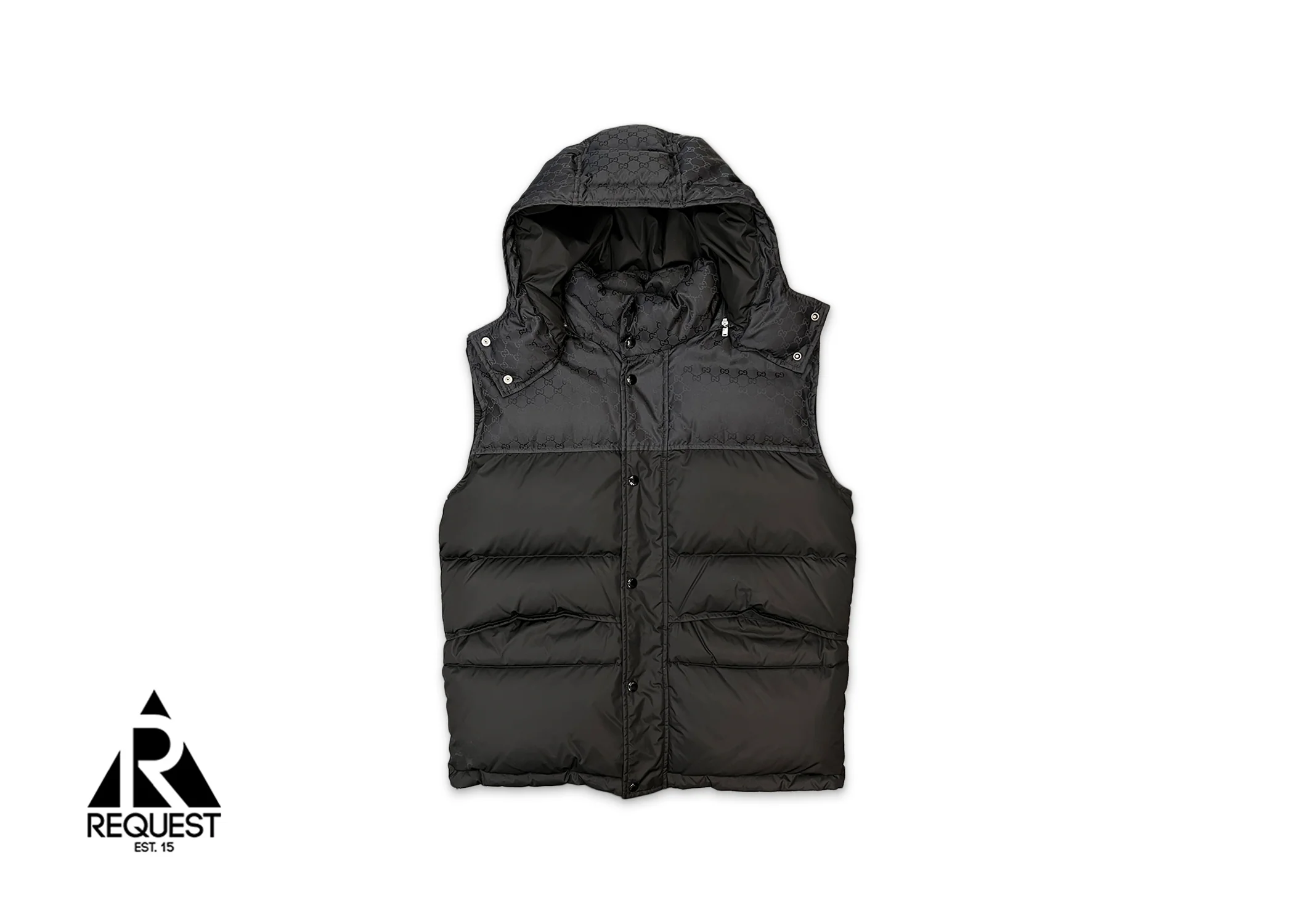 GG Jacquard Nylon Gilet Vest "Black" - Image 2