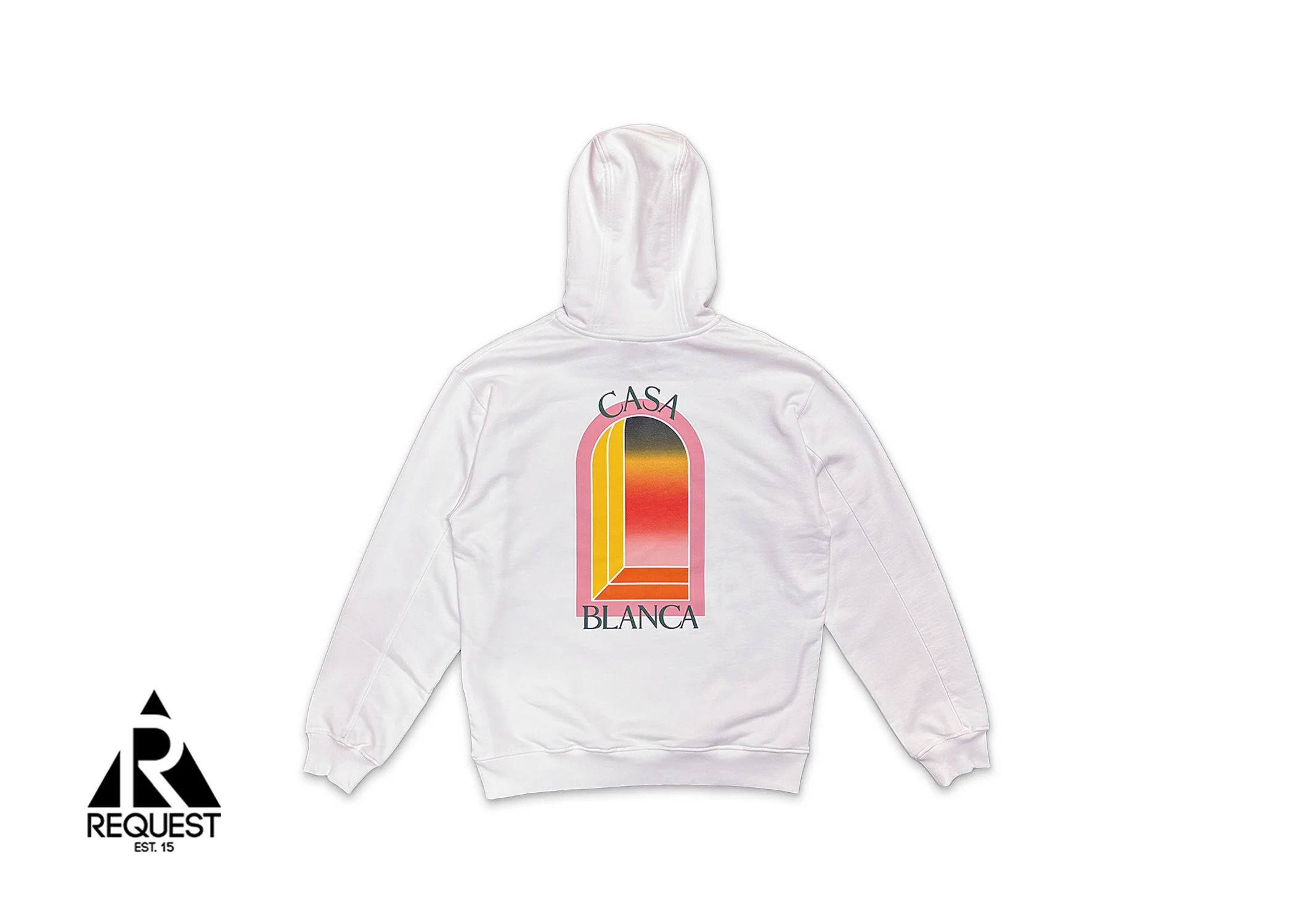 Gradient Arch Logo Printed Hoodie "White" - Image 2