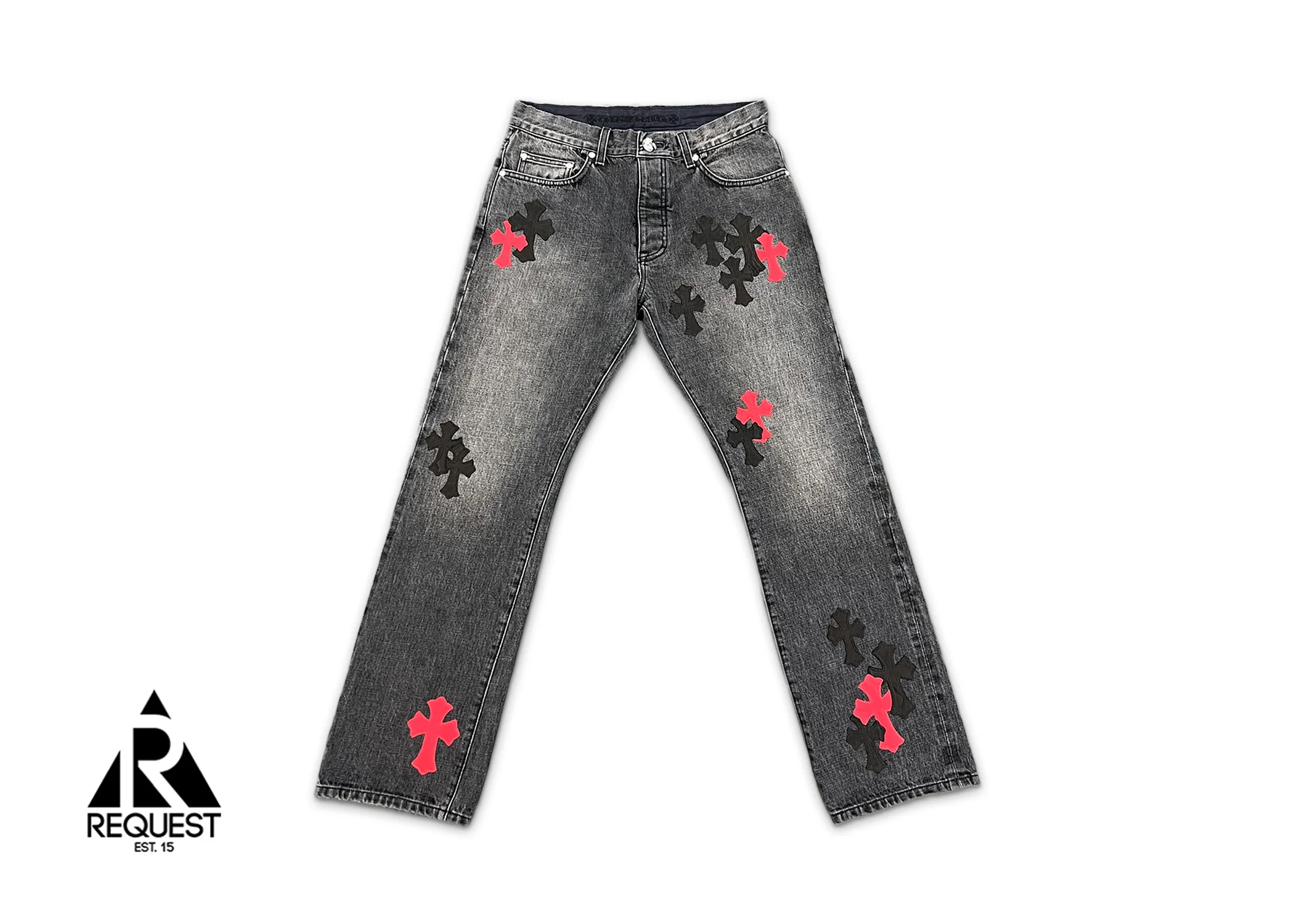 Grey Denim "Black & Red Crosses"