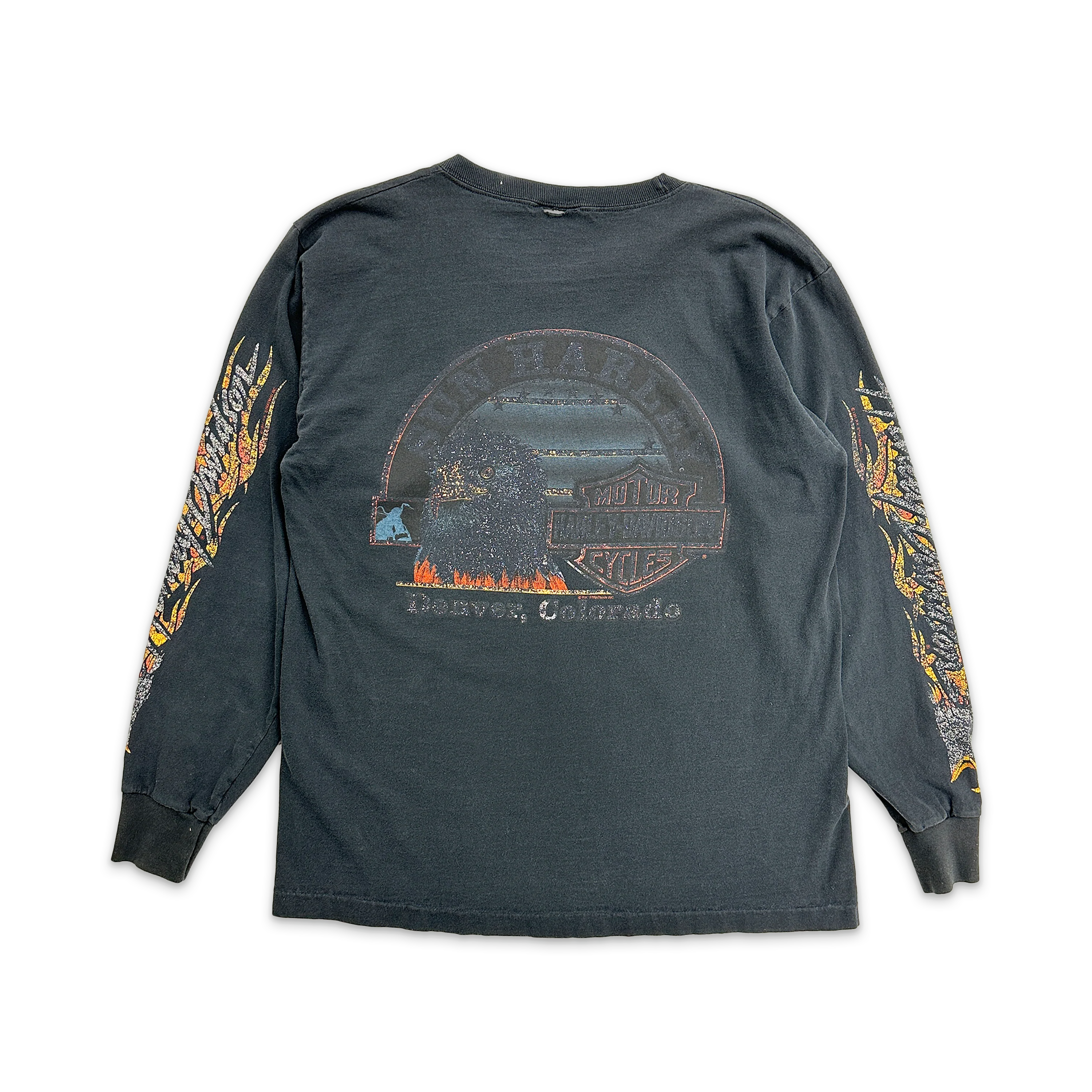 Harley Davidson Faded Flame Eagle L/S Tee "Black" - Image 2