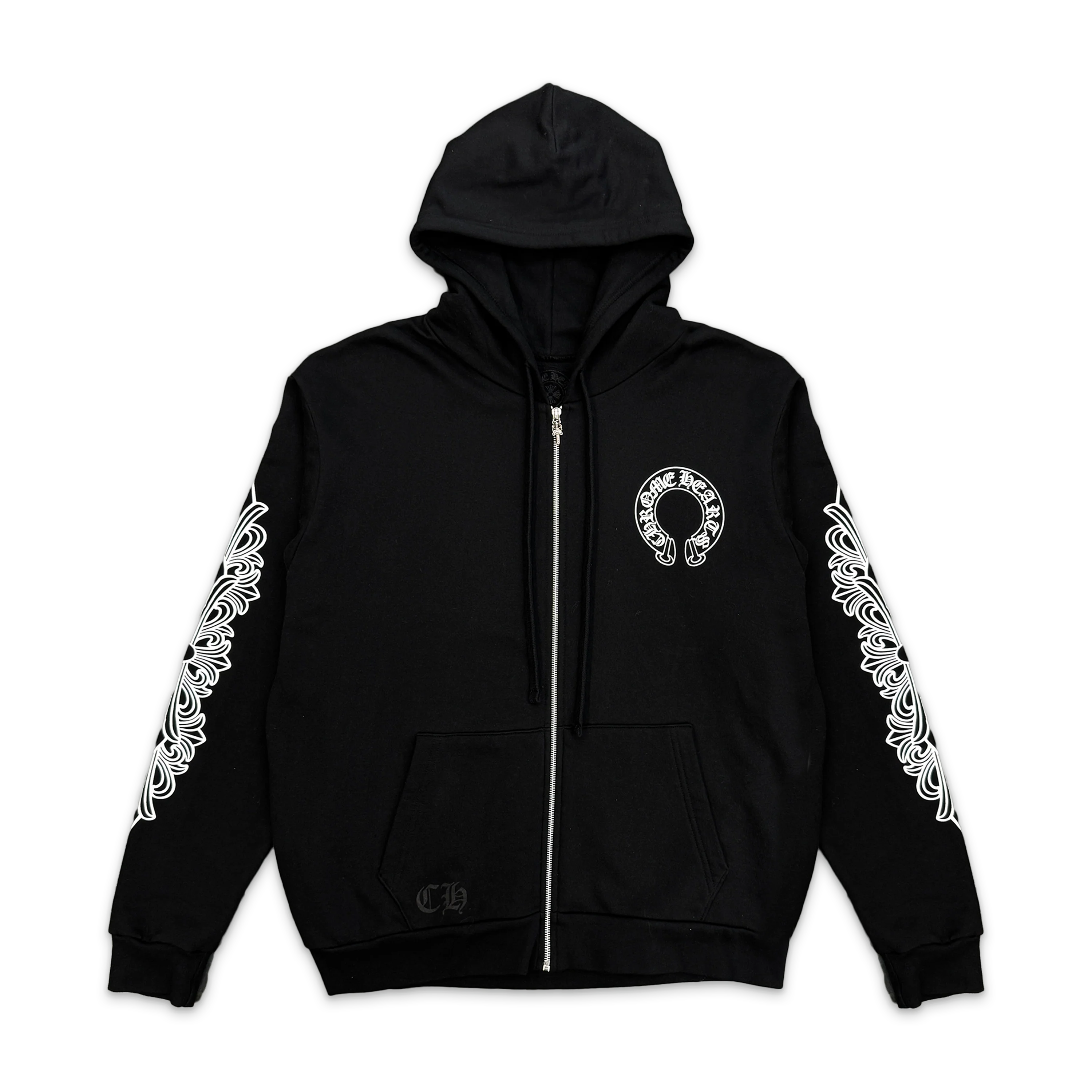 Horseshoe Floral Zip-Up Hoodie "Black"