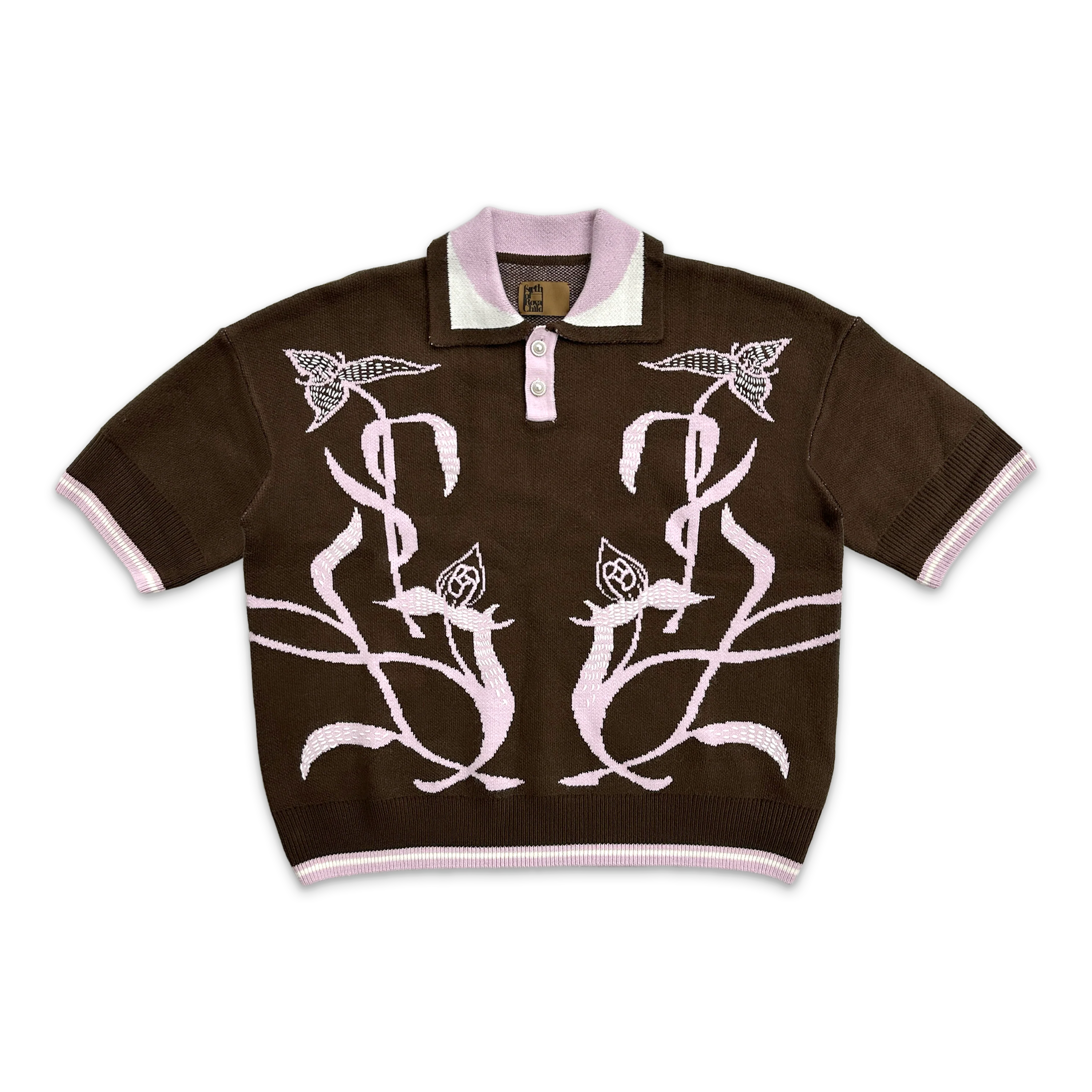 Iris Knit Polo Shirt "Brown/Pink"