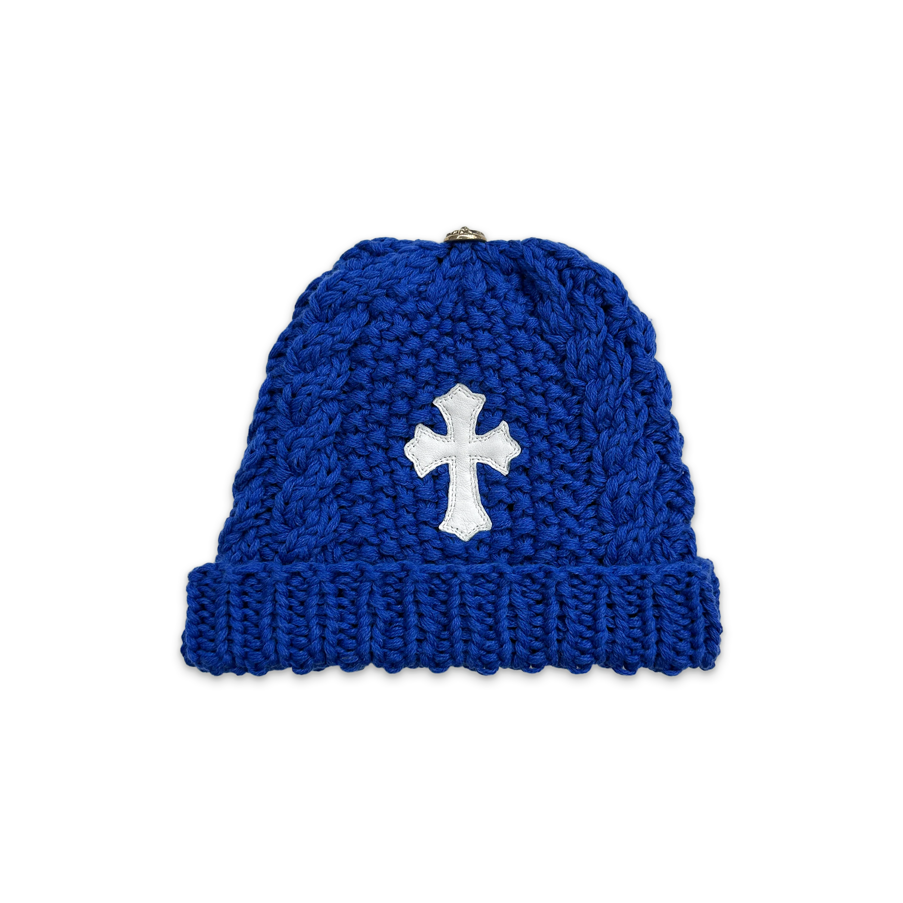 Kids Cross Patch Cashmere Beanie "Blue" - Image 2