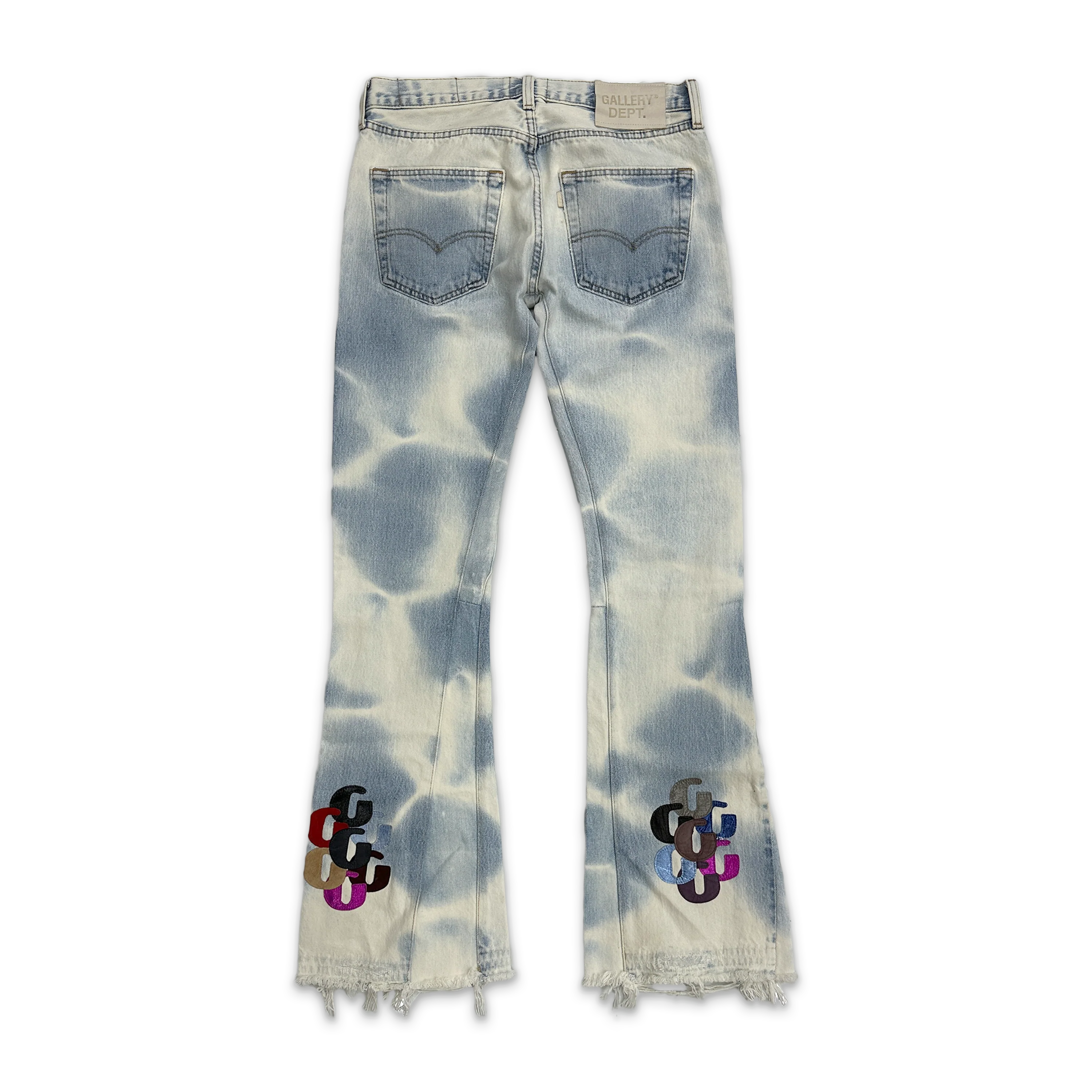 LA Flare Multi G Patch Denim Jeans "Barn Blue" - Image 2