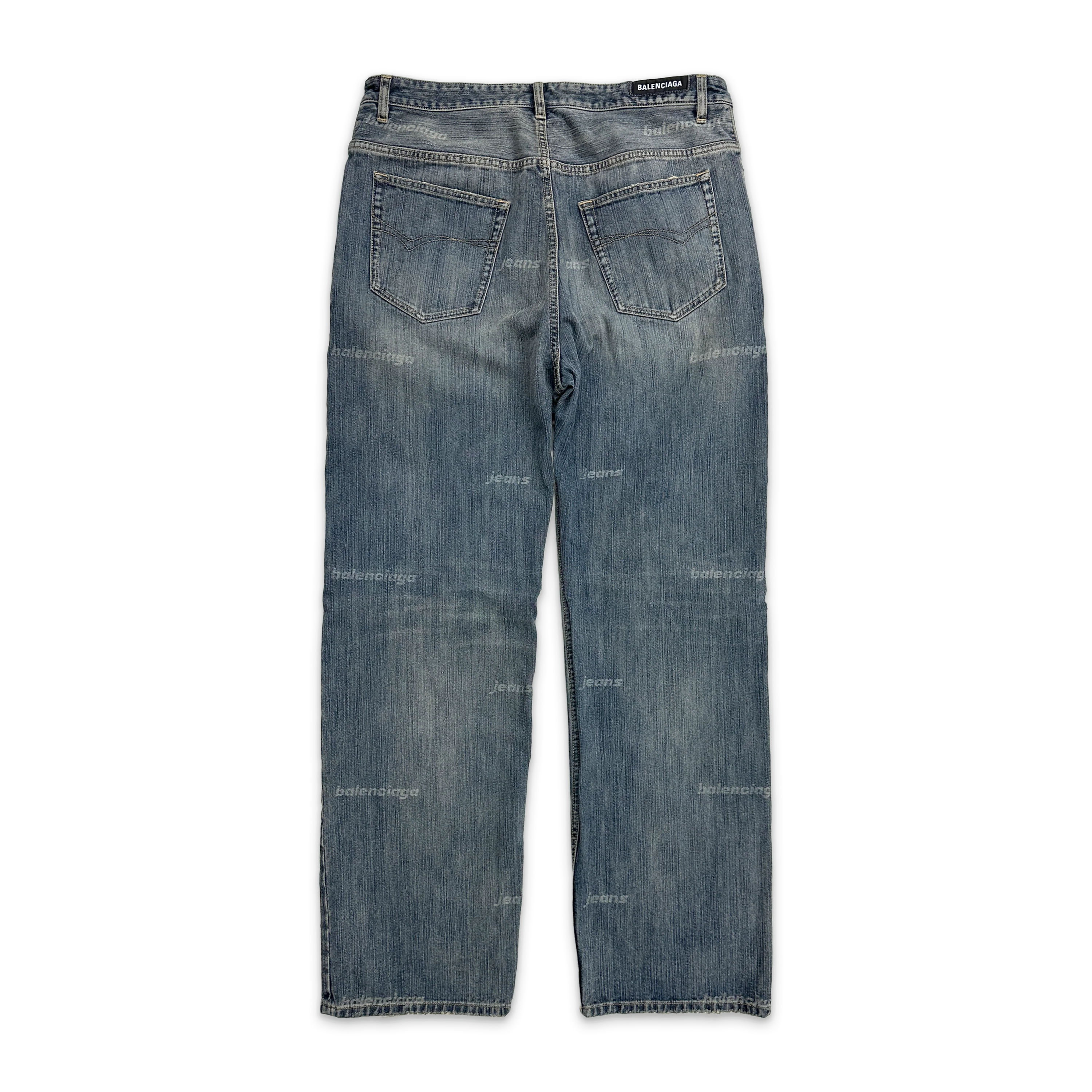 Laser Logo Denim Jeans “Sand Wash" - Image 2