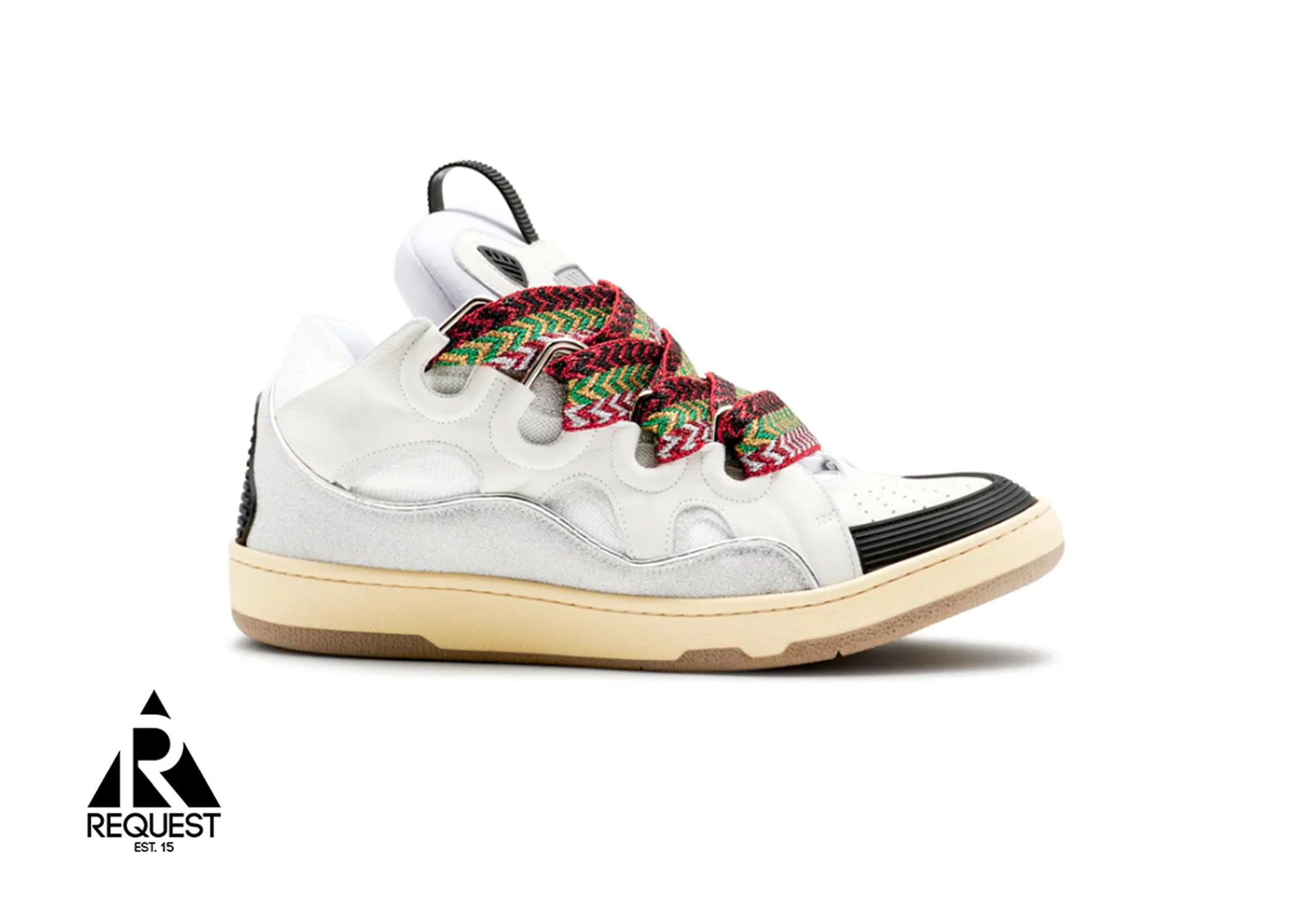 Leather Curb "White Glitter"