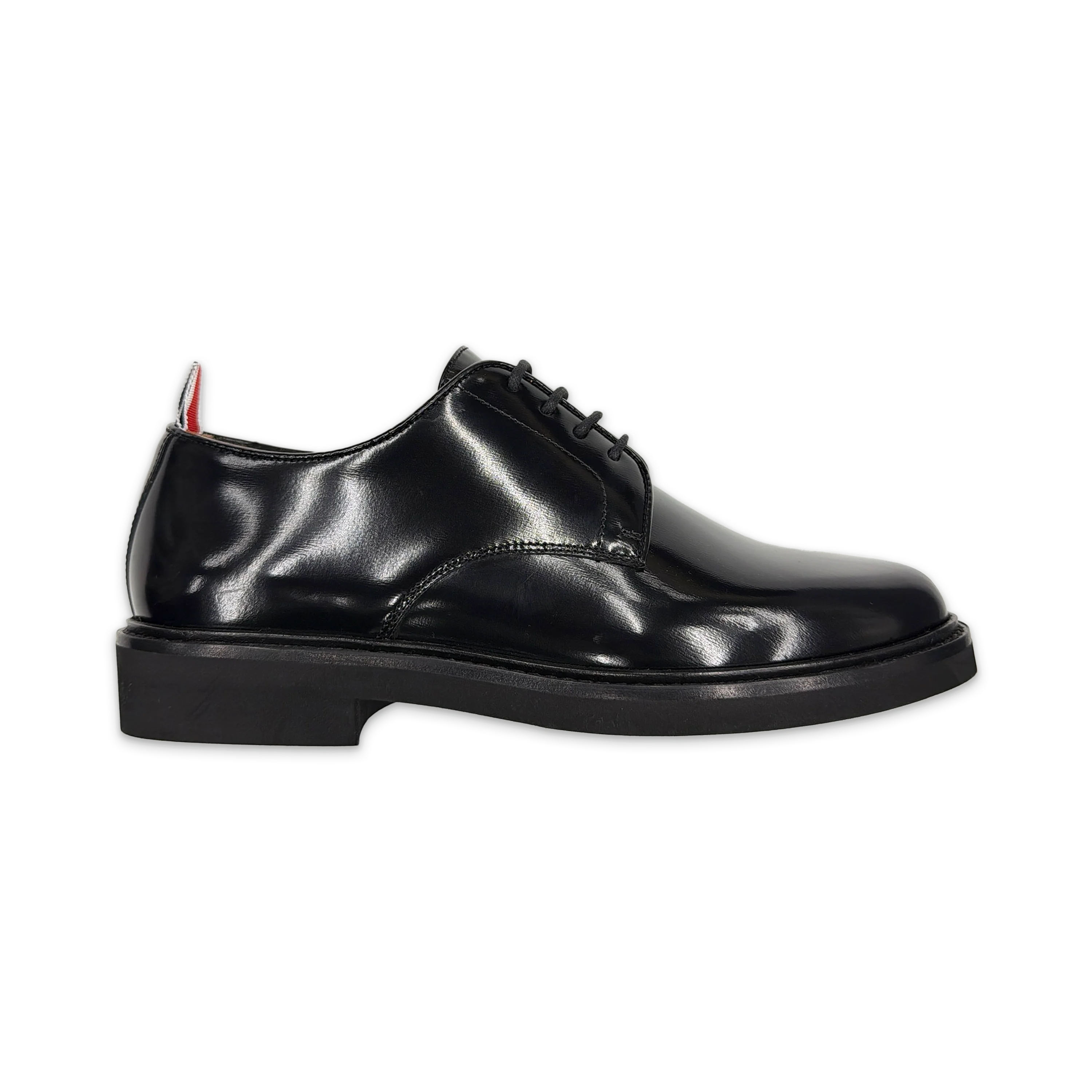 Leather Derby Uniform Shoe Rubber Sole "Black"