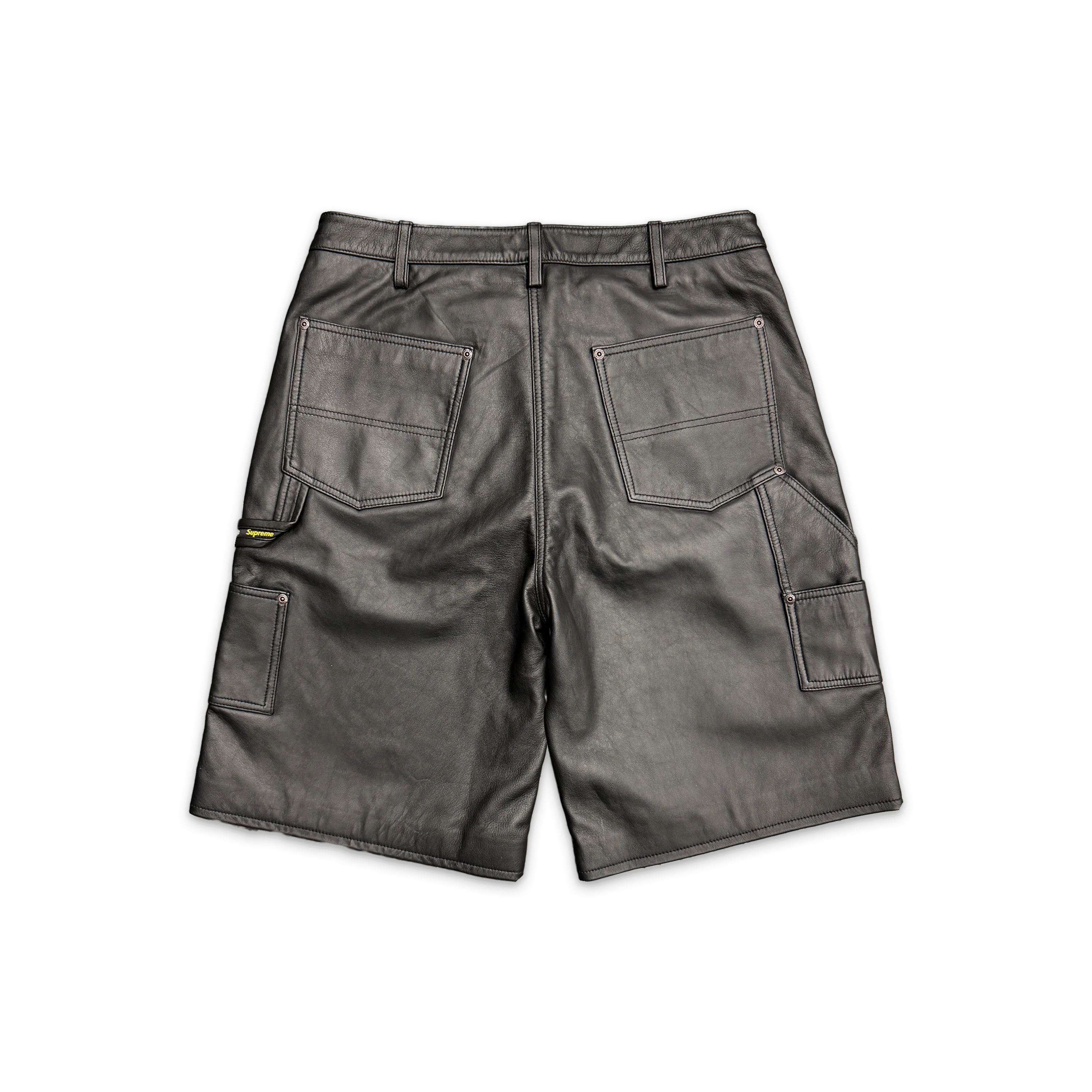 Leather Double Knee Painter Short "Black" SS26 - Image 2