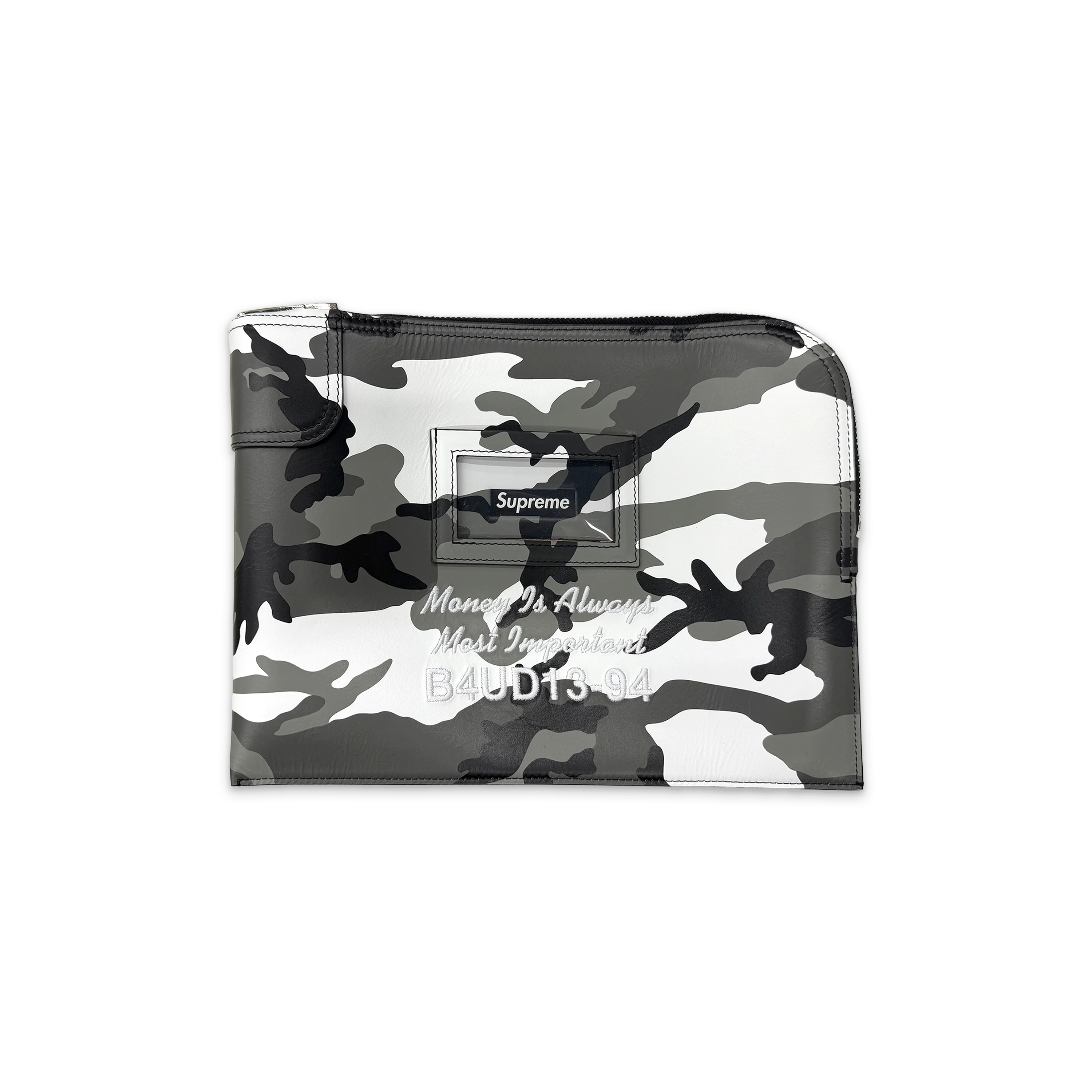 Leather Money Bag "Snow Camo"