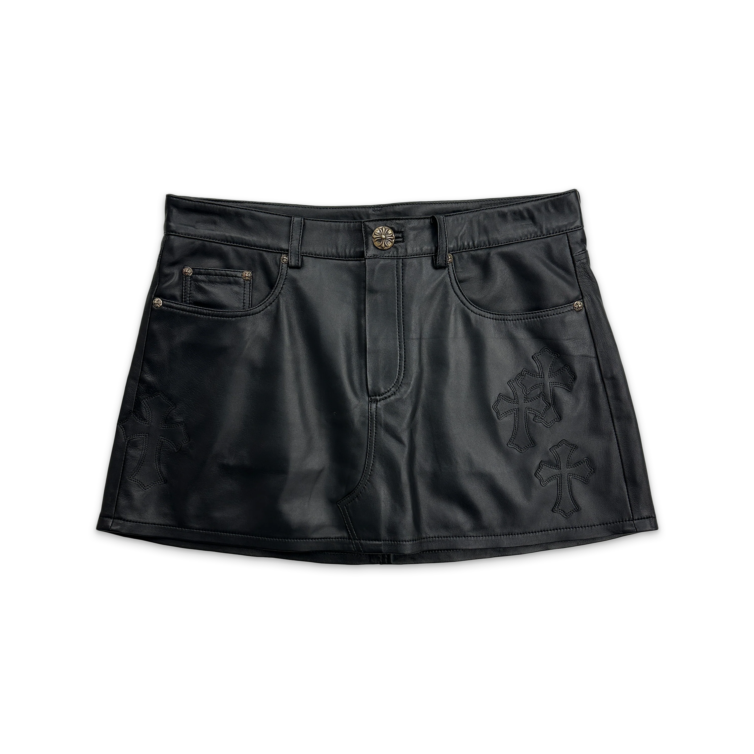 Leather Skirt w/ Crosses "Black" (W)