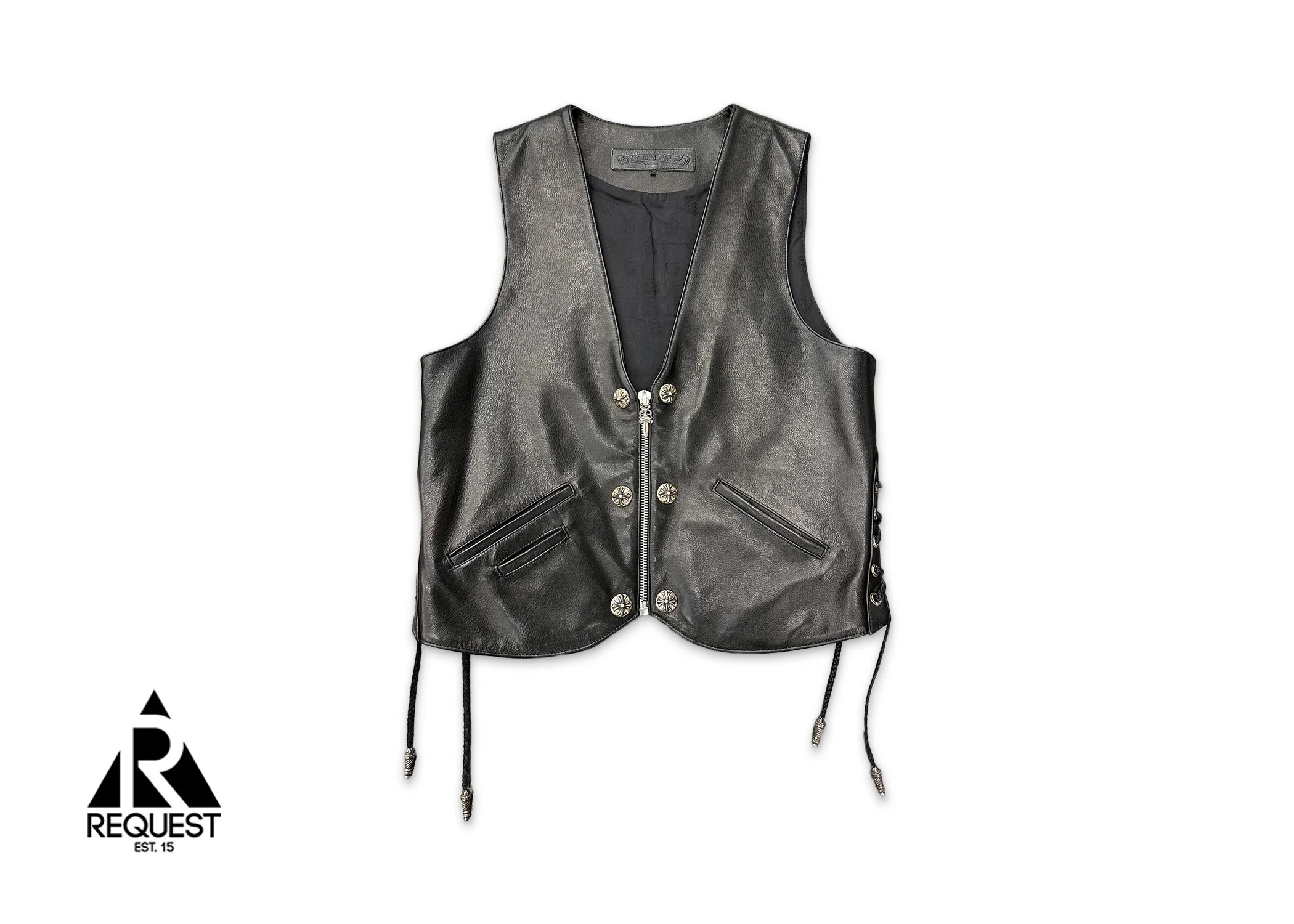 Leather Vest Filigree Cross "Black"