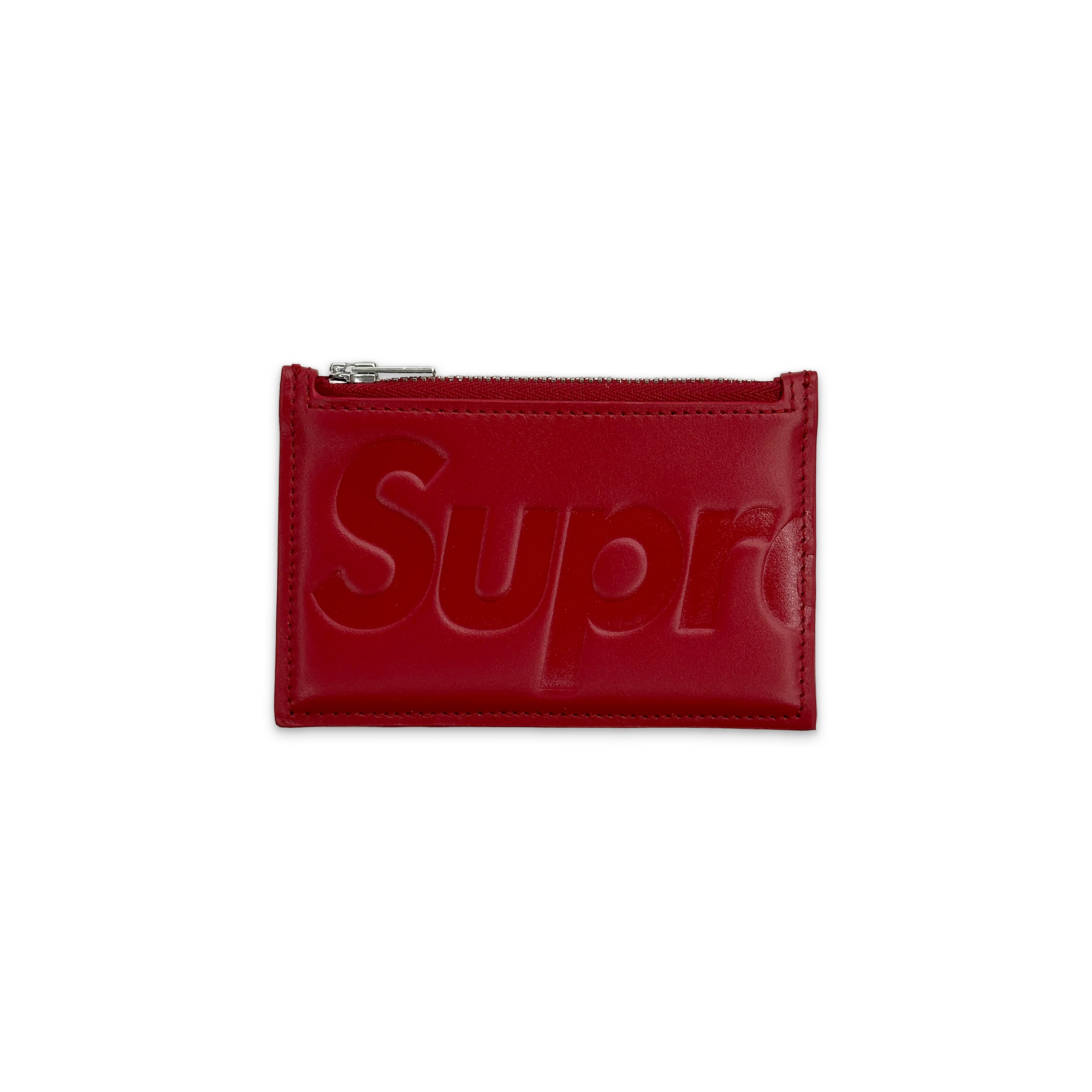 Leather Zip Card Holder "Red" (FW25)