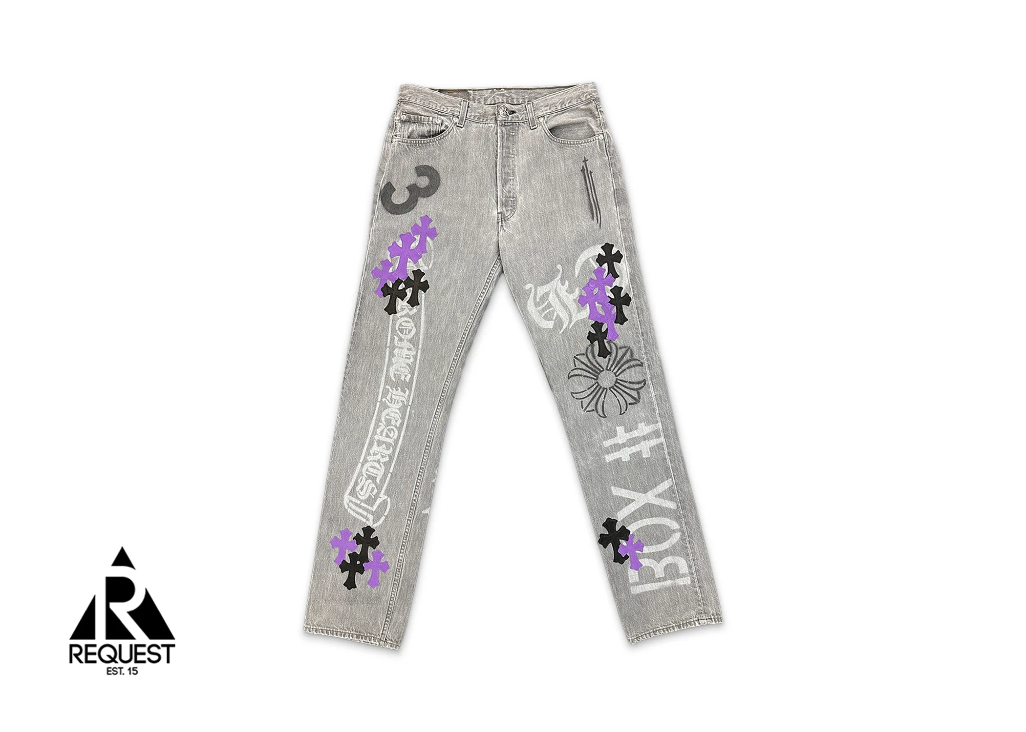 Levi's Light Grey Stencil Denim "Black & Purple Crosses"