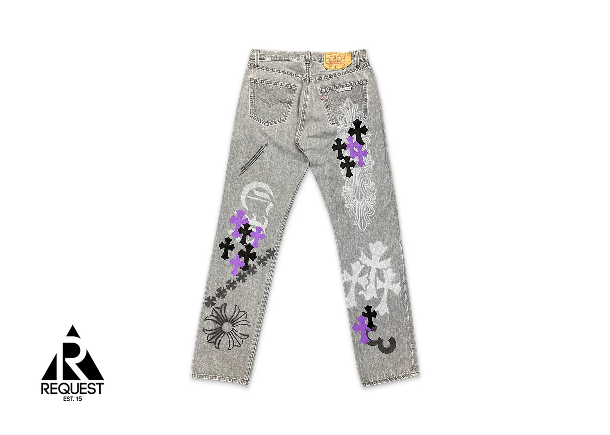 Levi's Light Grey Stencil Denim "Black & Purple Crosses" - Image 2