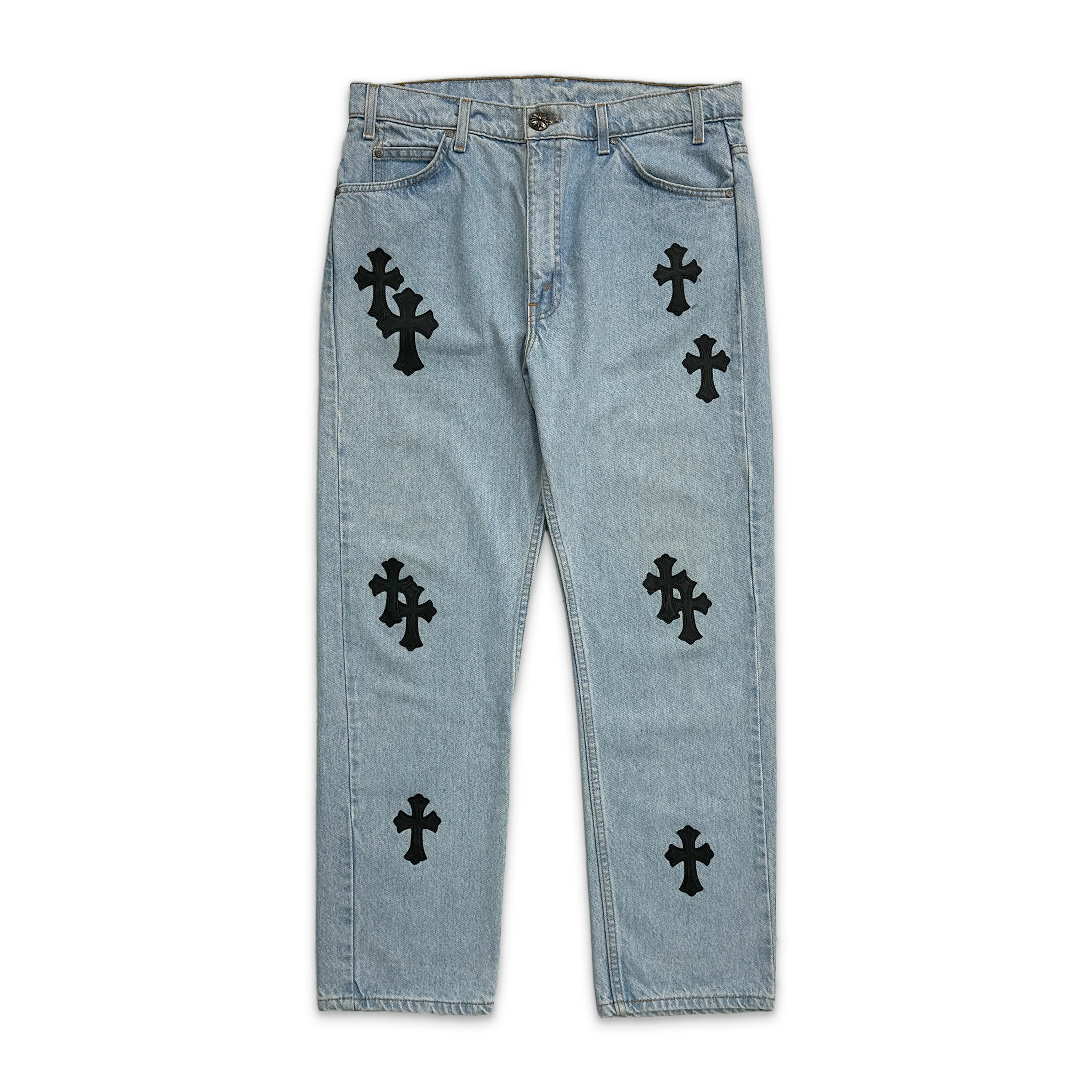 Light Wash 505 Levi's Denim "Black Crosses"