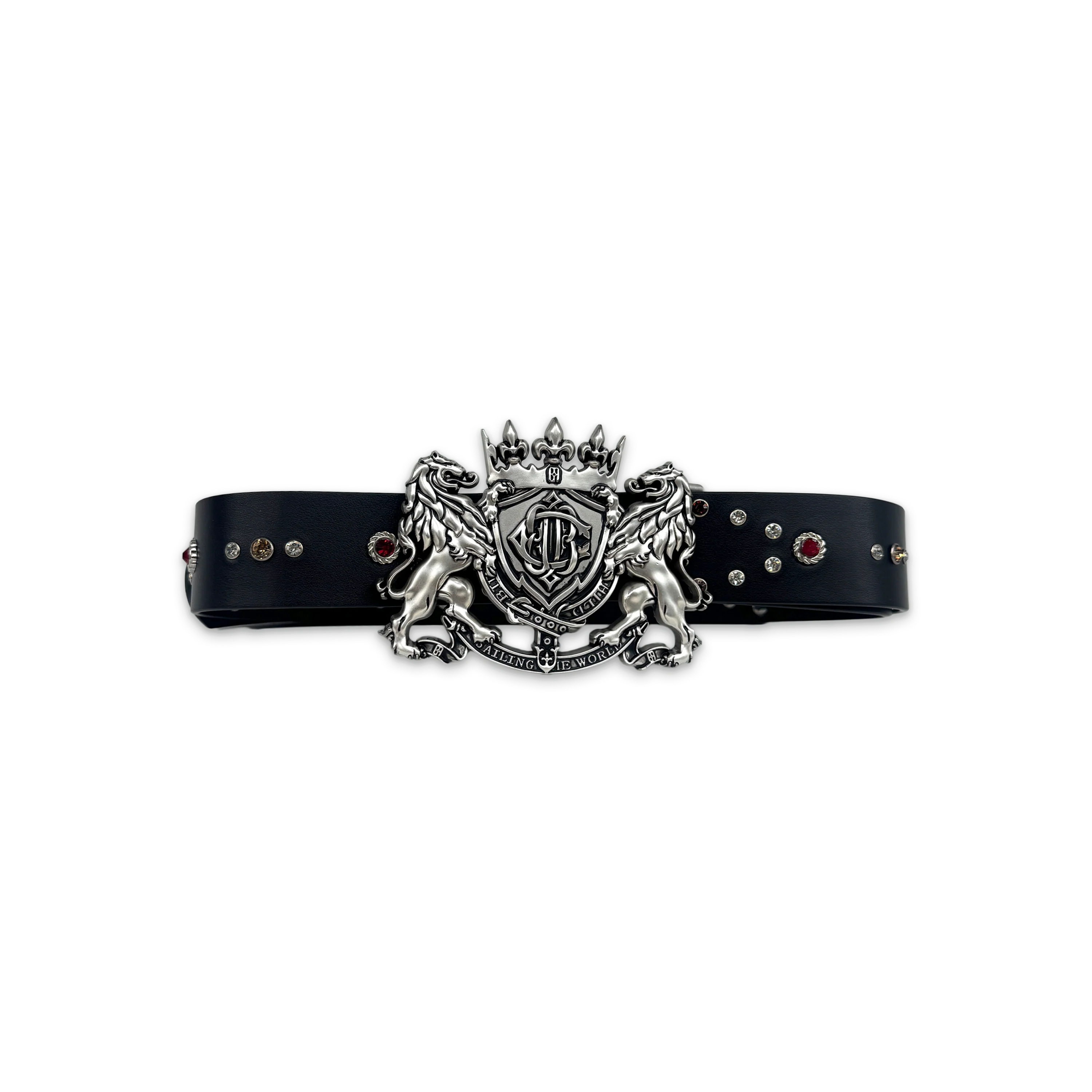 Lion Medal Leather Belt "Black"