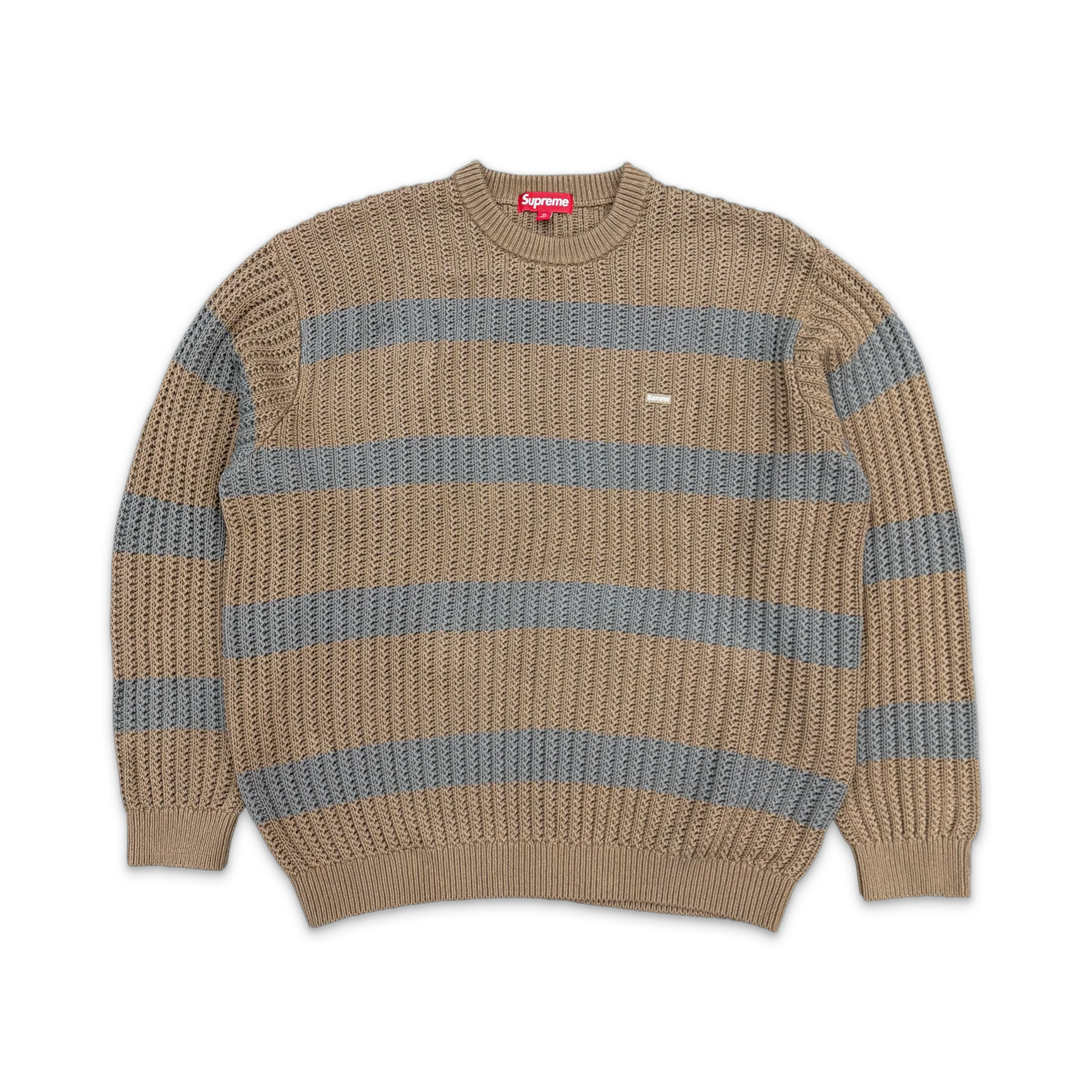 Loose Gauge Stripe Small Box Sweater "Khaki"